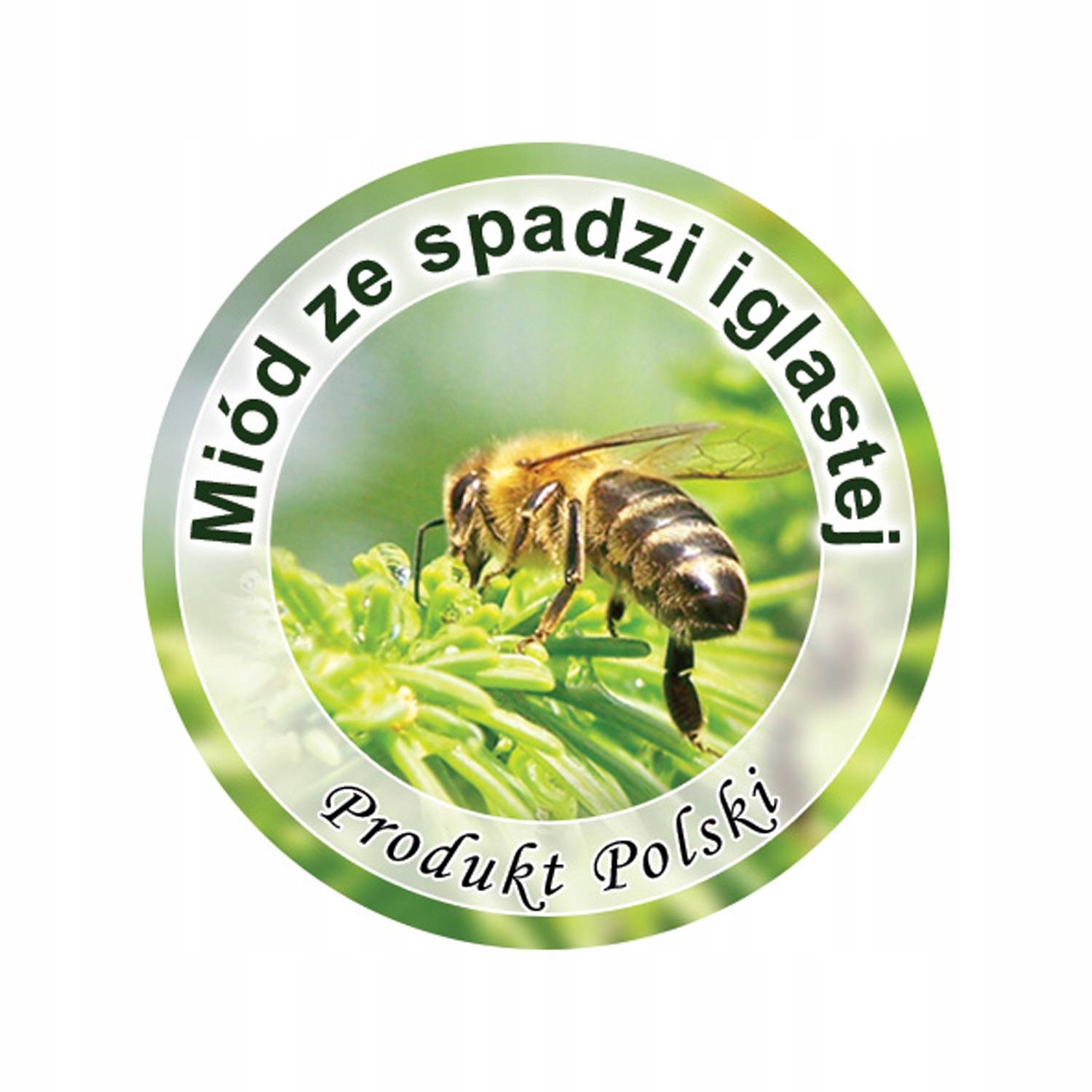 

Paczka etykiet mini okrągłe miód spadź iglasta Ø37