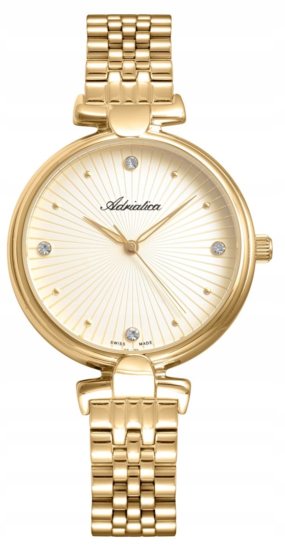 Dámské hodinky Adriatica A3530.1141Q zlaté, se zirkony, Swiss Made