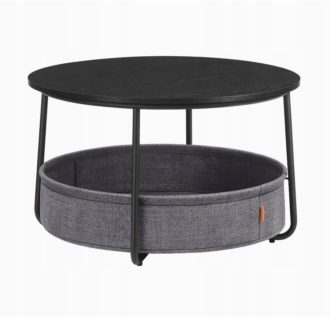 Vasagle Konferenční stolek Kulatý 75 cm s košem Loft