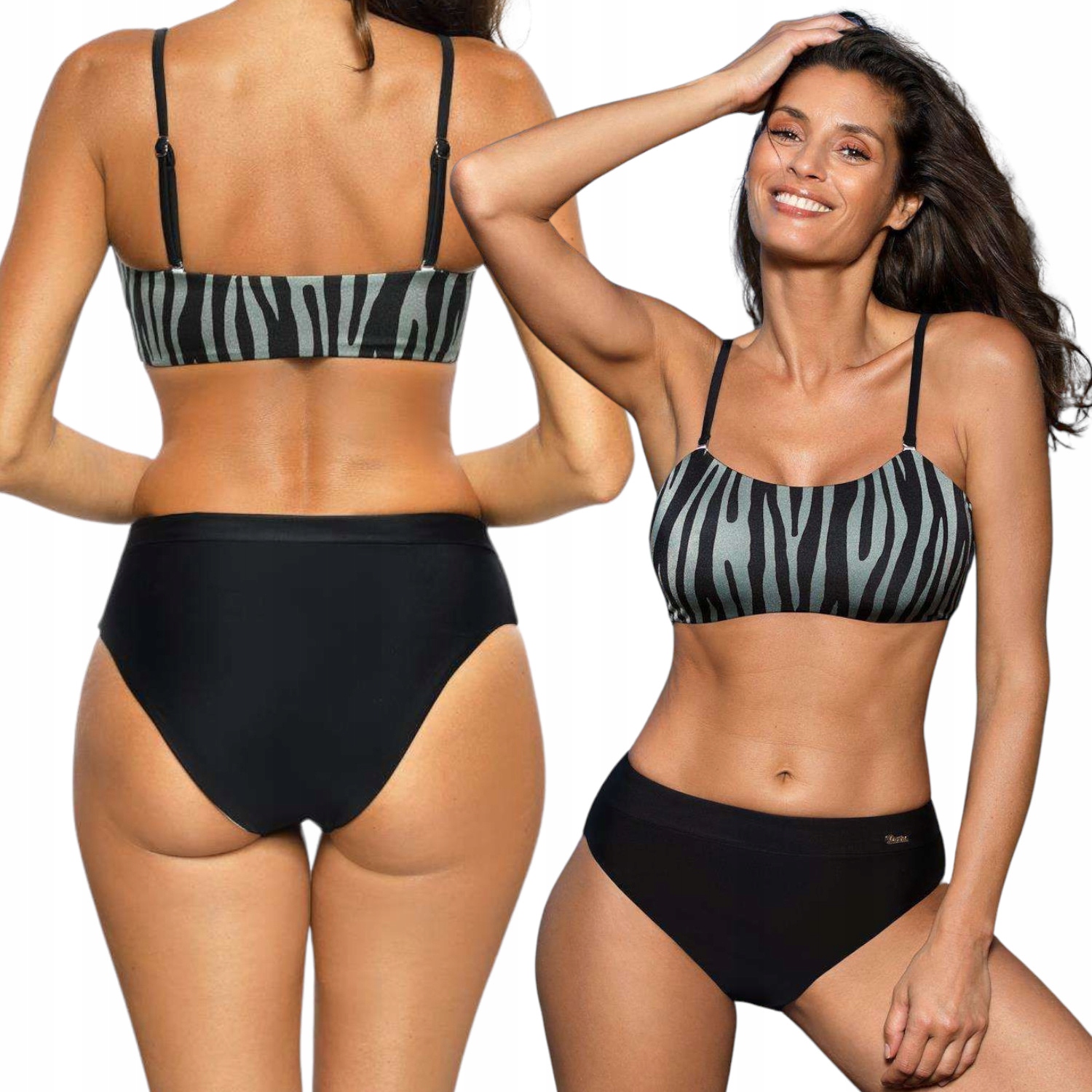 Sportovní dvoudílné plavky s měkkým topem ValentiaM-616 S Černá