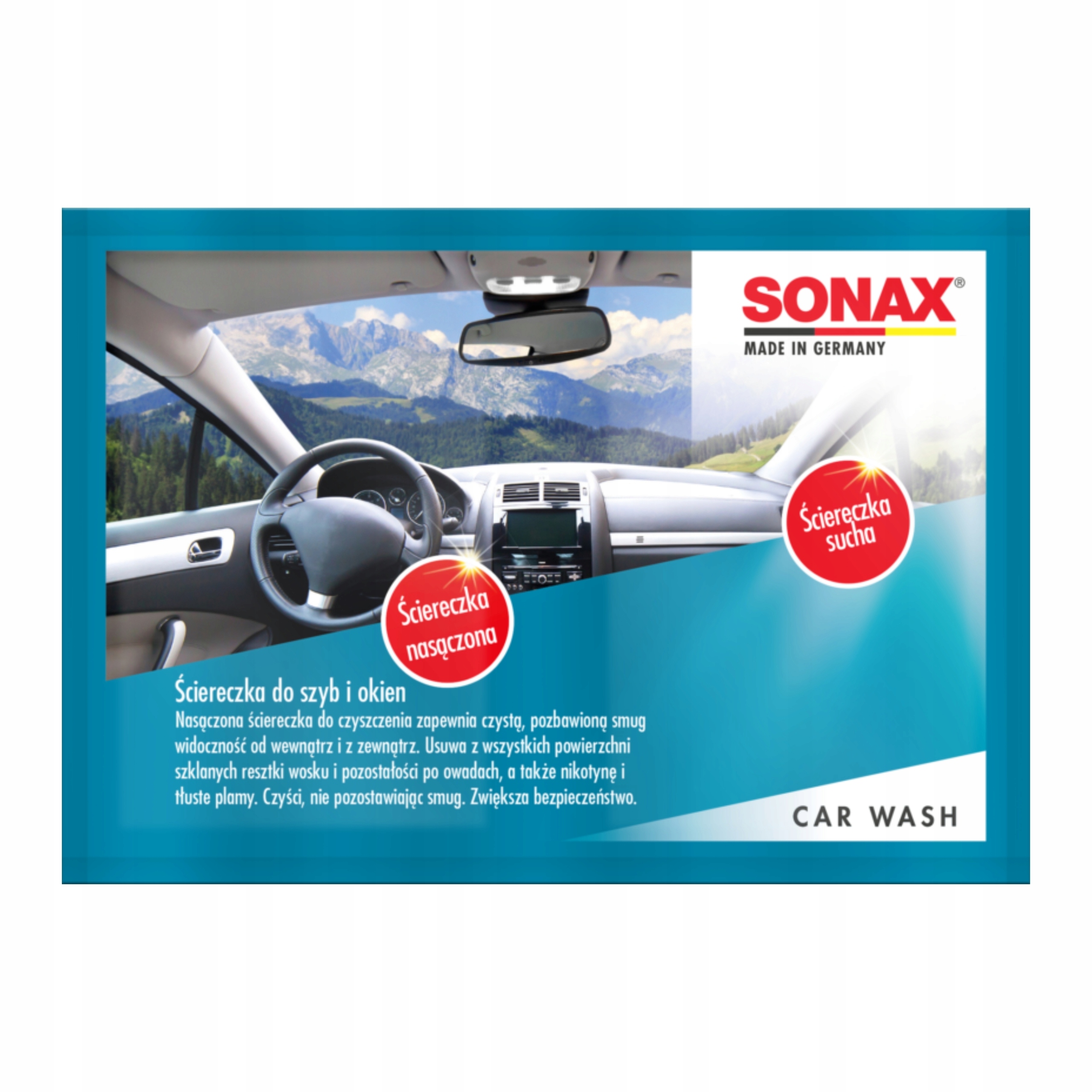 Sonax Ściereczki Nawilżone i Suche do Usuwania Wosku z Szyb i Lusterek