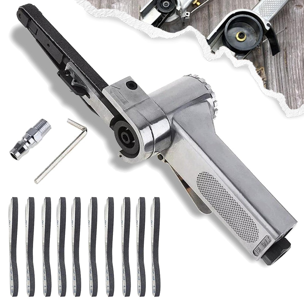 280 MM Pneumatická Pásová Bruska Pro Brusné Pásy 10 MM Stříbrná