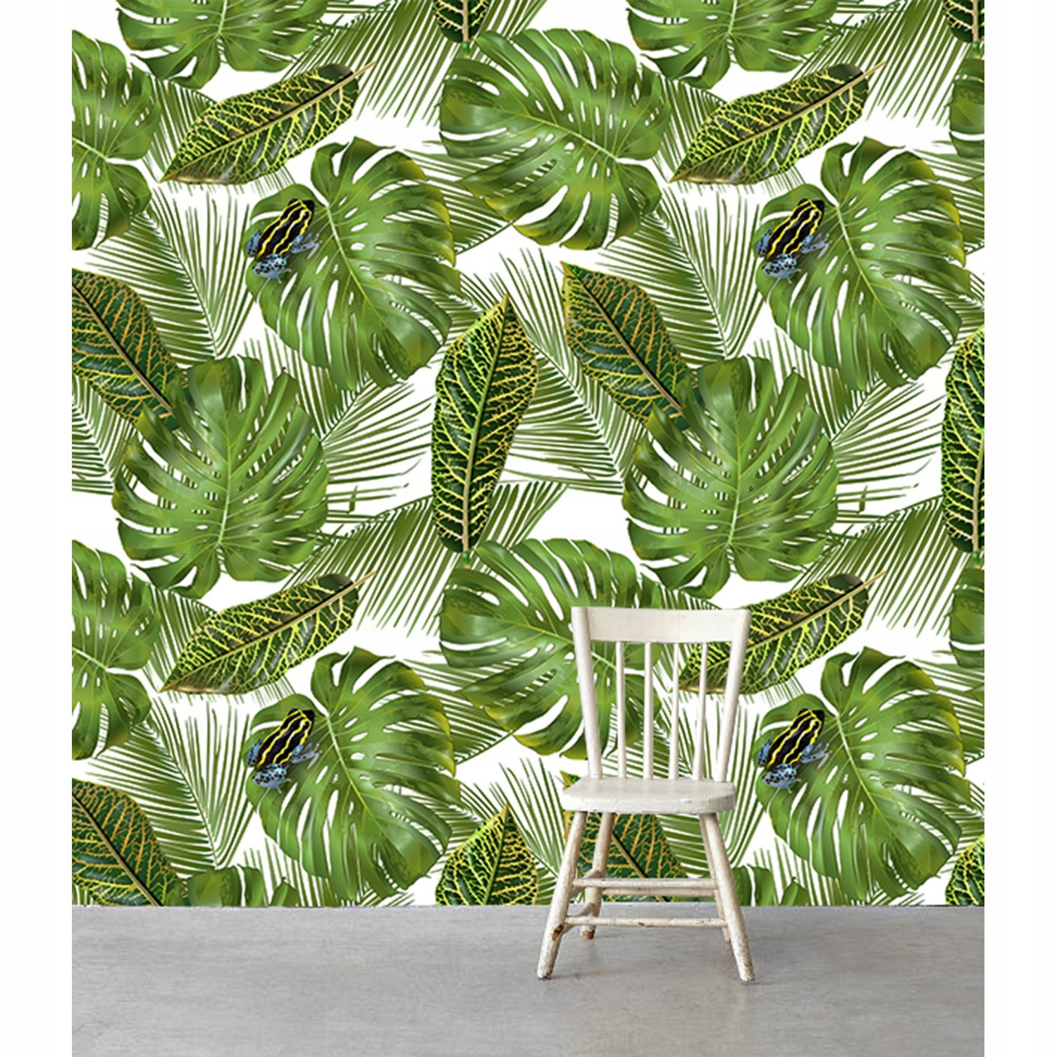 

Tapeta ścienna Tropikalne liście z żabą 290x290 cm