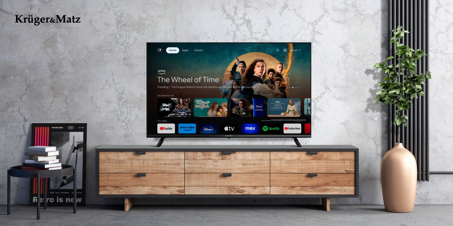 TELEWIZOR LED UHD 4K 50'' SMART GOOGLE TV HDR DVB-T2 HEVC KRUGER MATZ Model KM0250UHD-SA Google TV