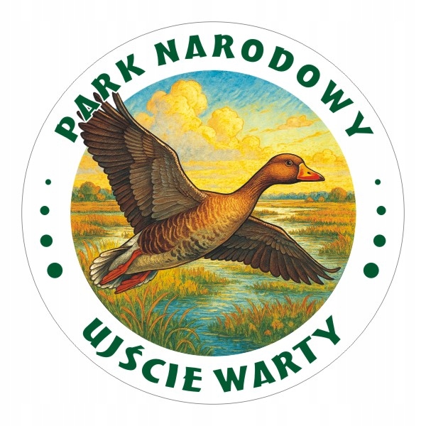 Naklejka 8 cm Park Narodowy Ujście Warty z Gęsią Tundrową