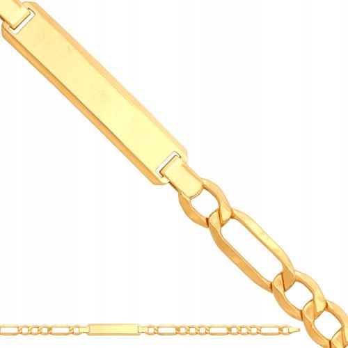 Pánský Zlatý Náramek 585 figaro nafukovací diamantový s plechem pro něj