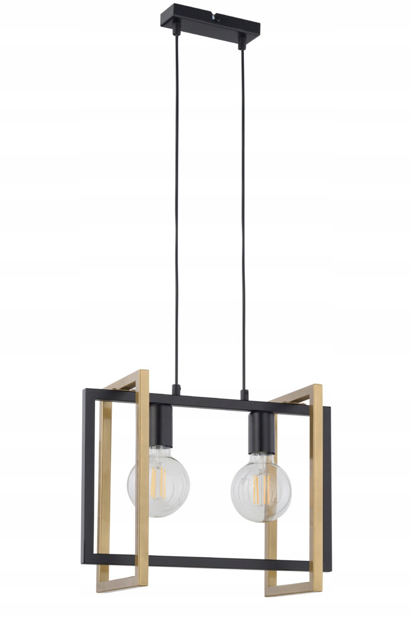 Závesná dekoratívna geometrická lampa loft čierna zlatá dvojitá Sigma