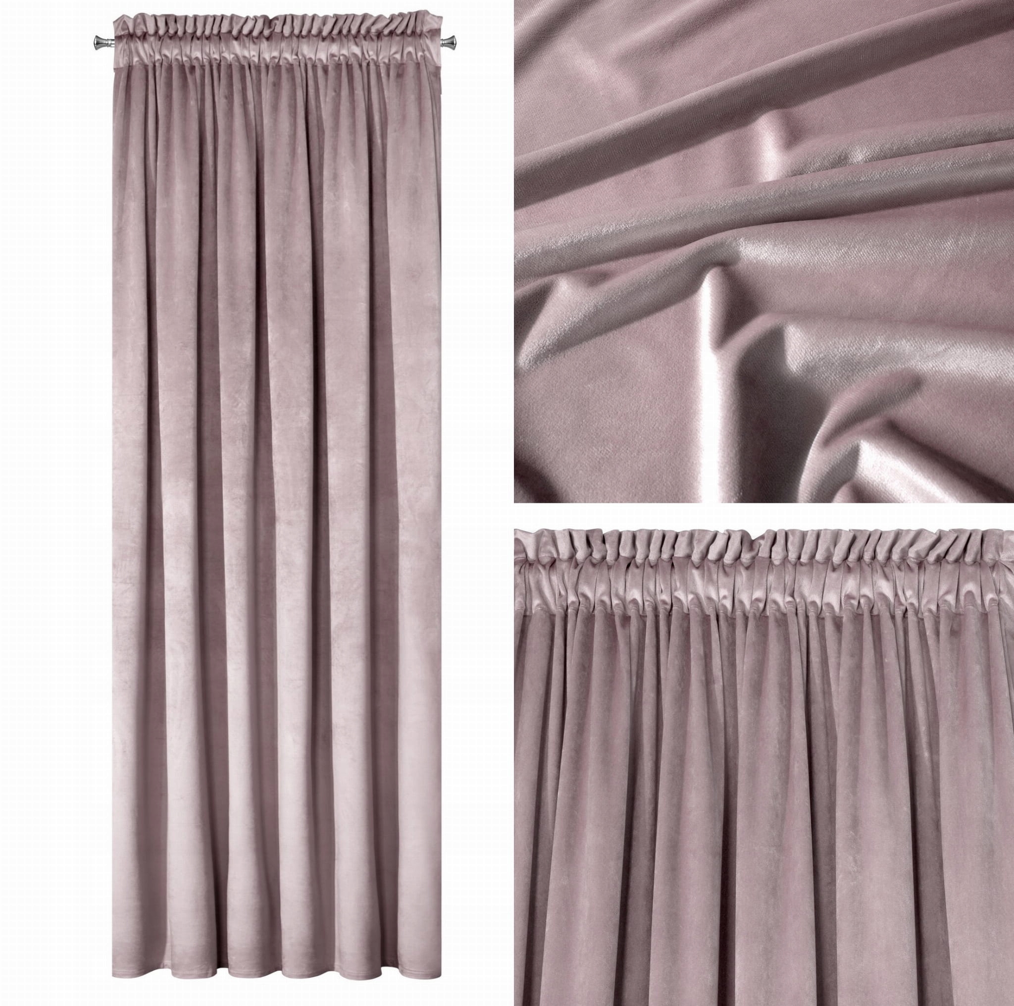 

Zasłona Na Taśmie 135x300 Welwet Rosa pudrowy