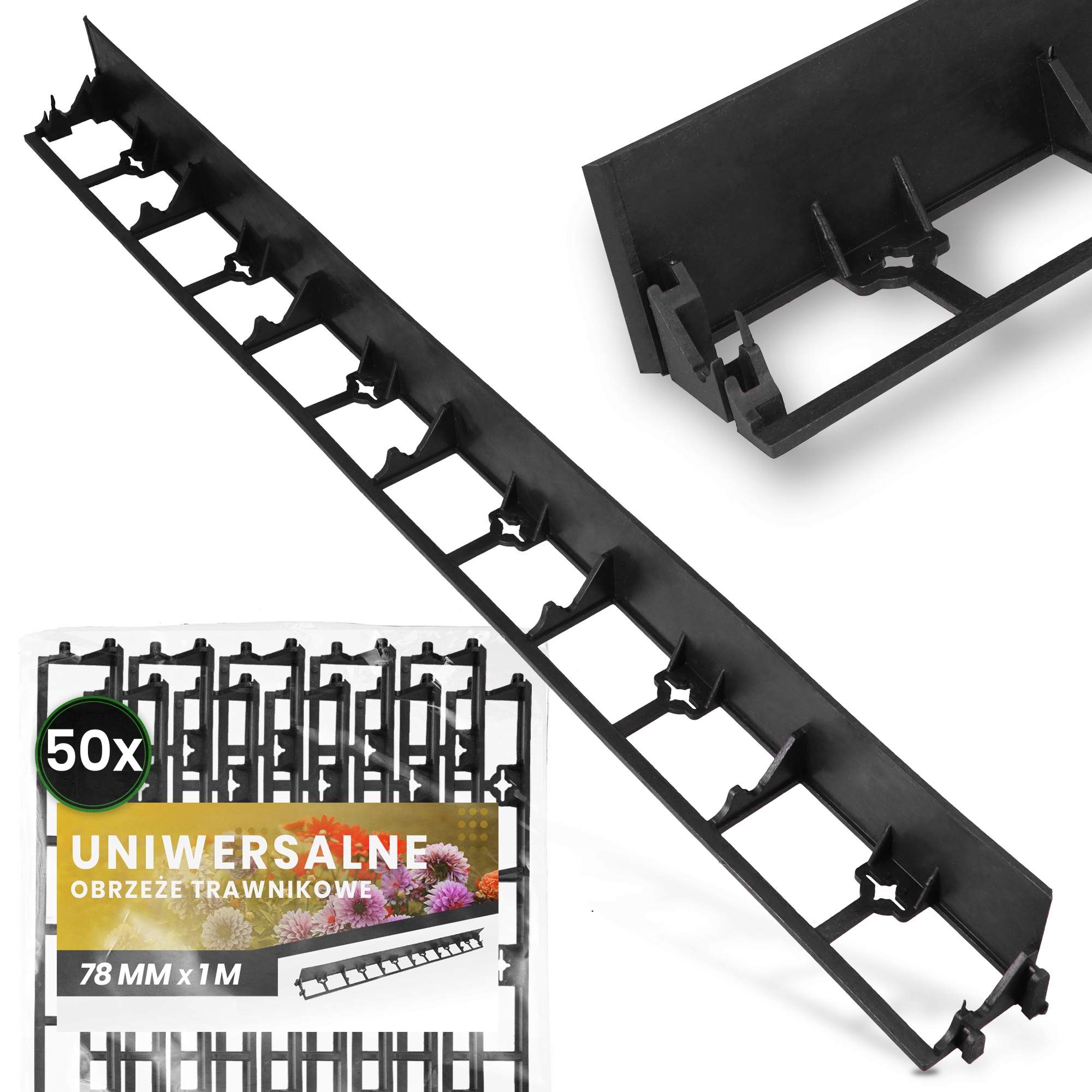 Záhradný trávnikový záhon 50 m 78 mm Palisáda trávnika Rabatek Us-t
