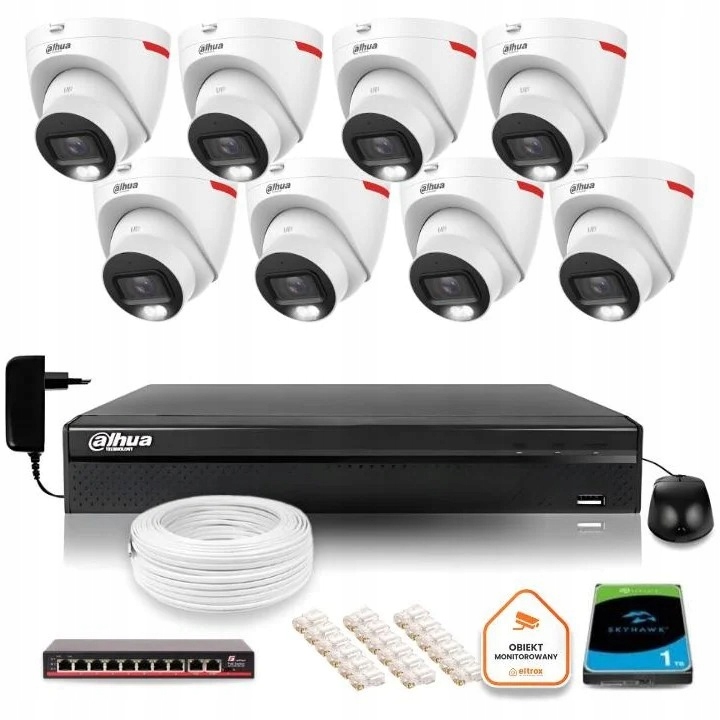 Monitorovací sada Ip kamera 8x IPC-HDW2449T-S-LED-0280B-PRO 4Mpx Ir 30 m