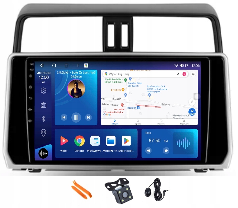 Rádio Android Gps Qled Carplay 256GB Toyota Land Cruiser Prado 150 17-24