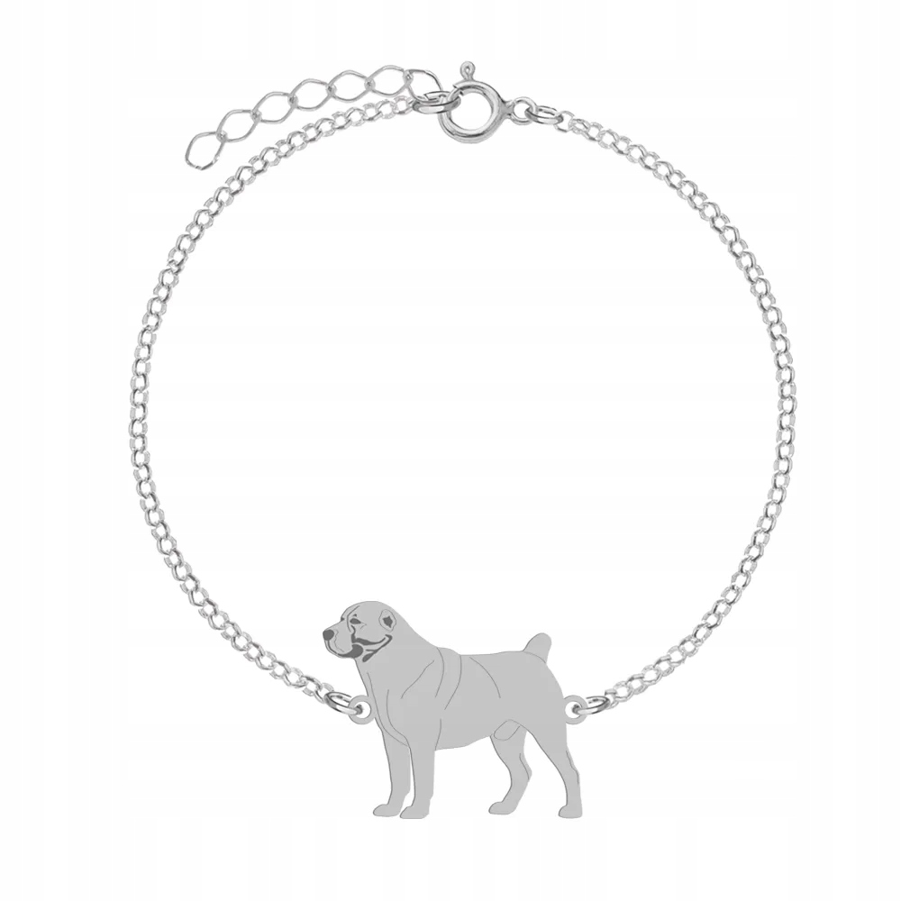 Stříbrný náramek se psem Středoasijský ovčák 925 Žena Gravírování