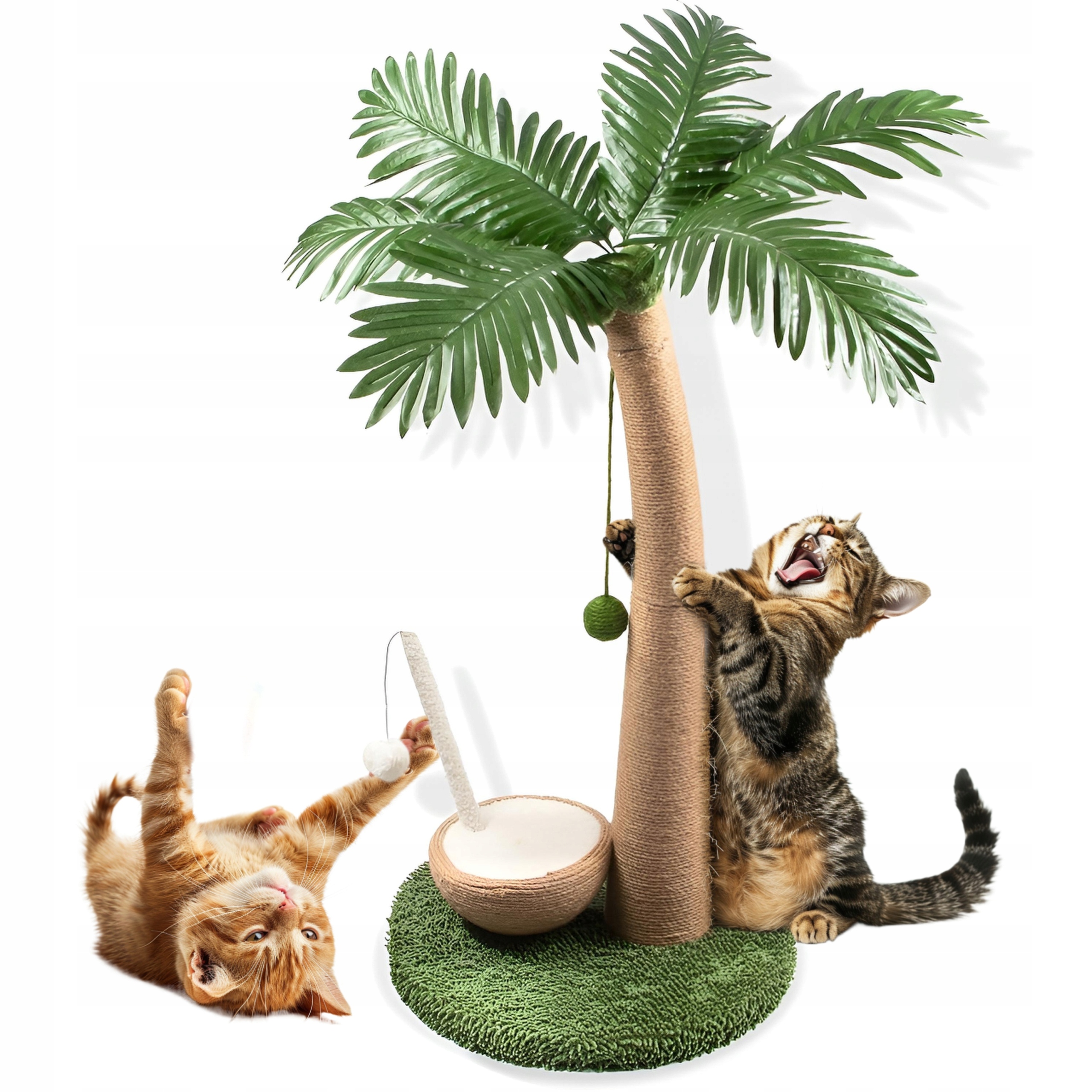 Levně Škrabadlo pro kočky Palma s míčky a kokosem 70 cm