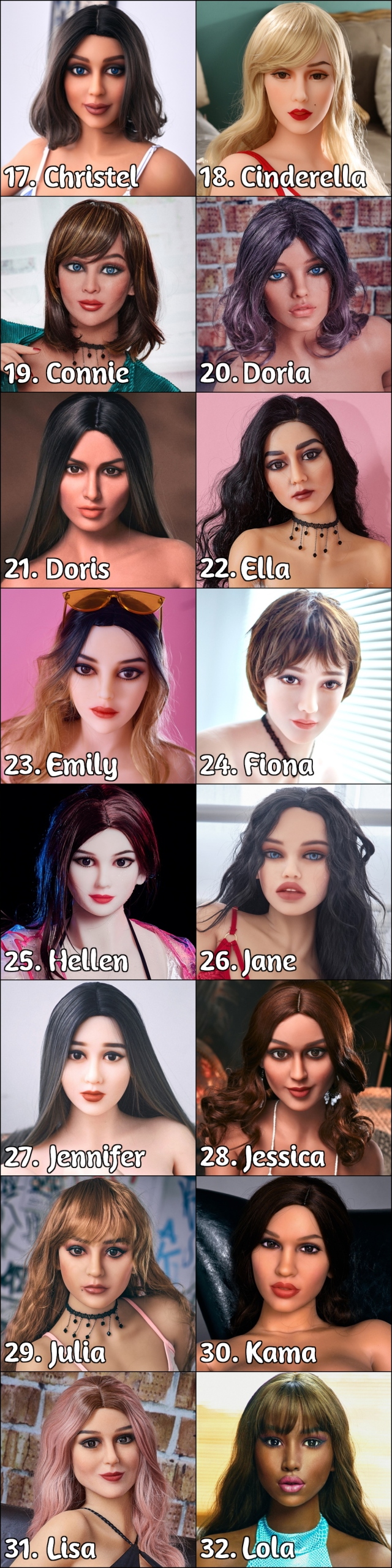 Głowa TPE Irontech Doll Konfiguracja Rodzaj damski