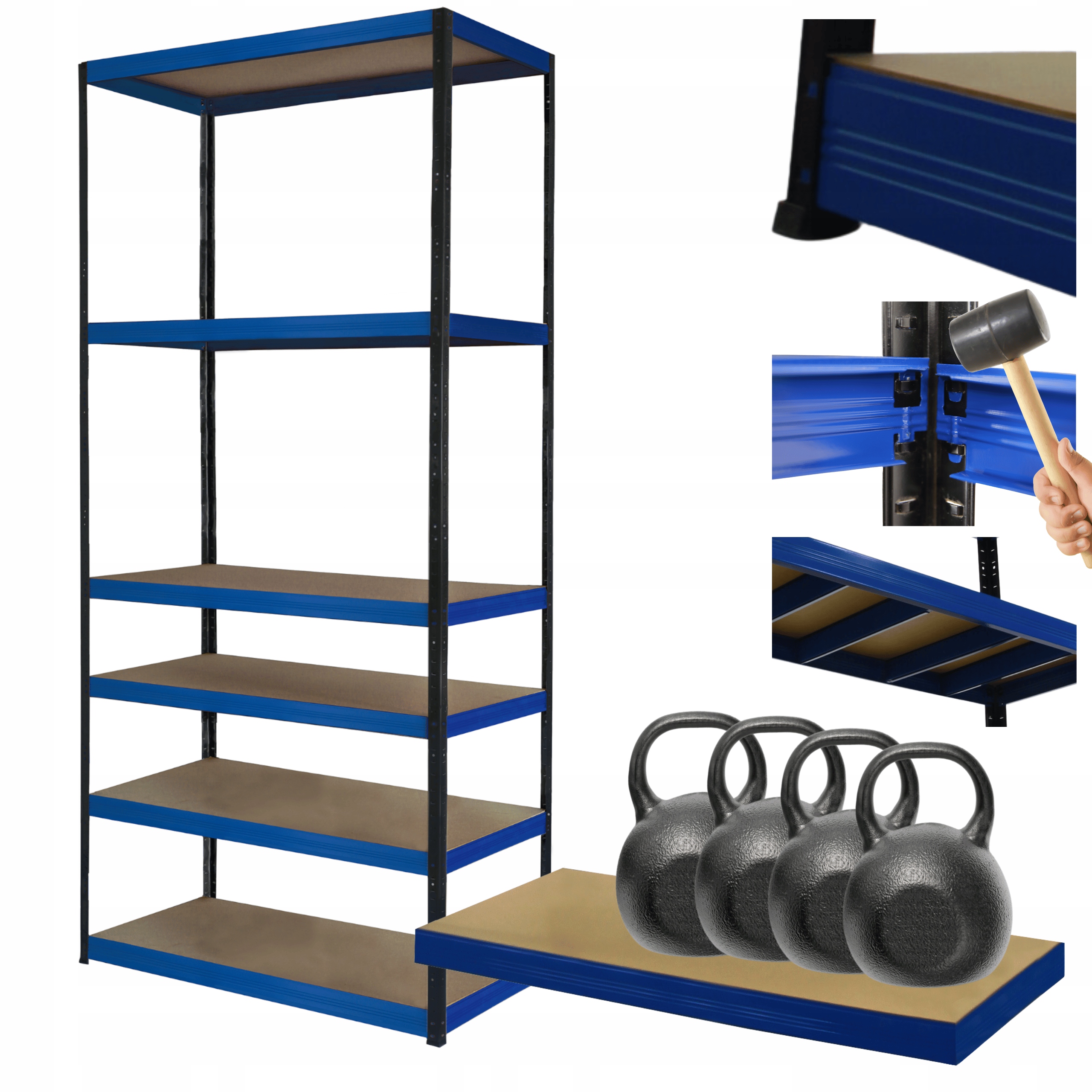 Kovový skladový regál Helios 213x100x30 cm 6Px400 kg Pevná Obloha