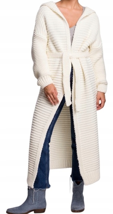 BeWear Dámský Svetr Kardigan Teplý Pohodlný Měkký Ecru Uni