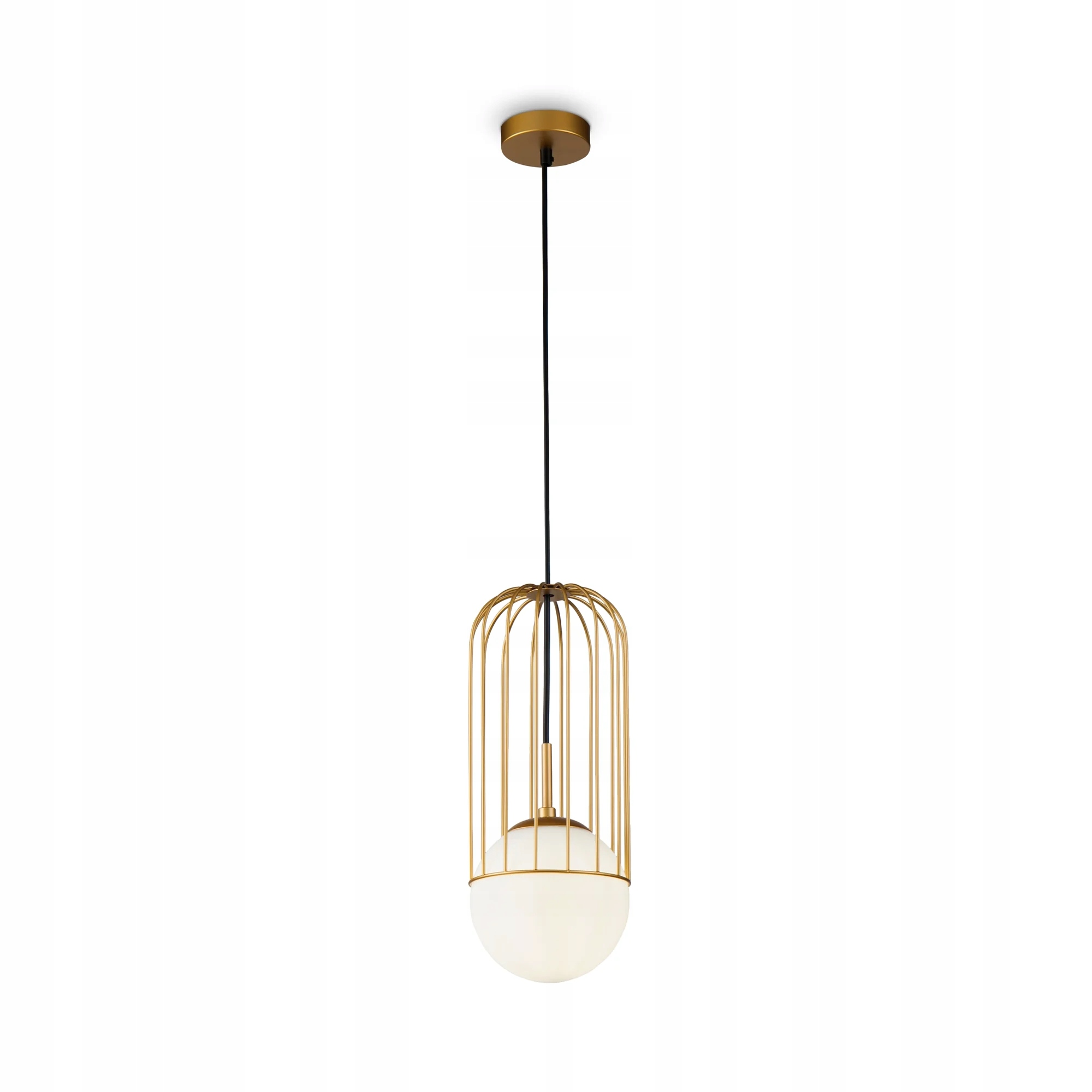 Závěsná lampa zlatá drátěná skleněná bílá koule moderní 15 cm Maytoni