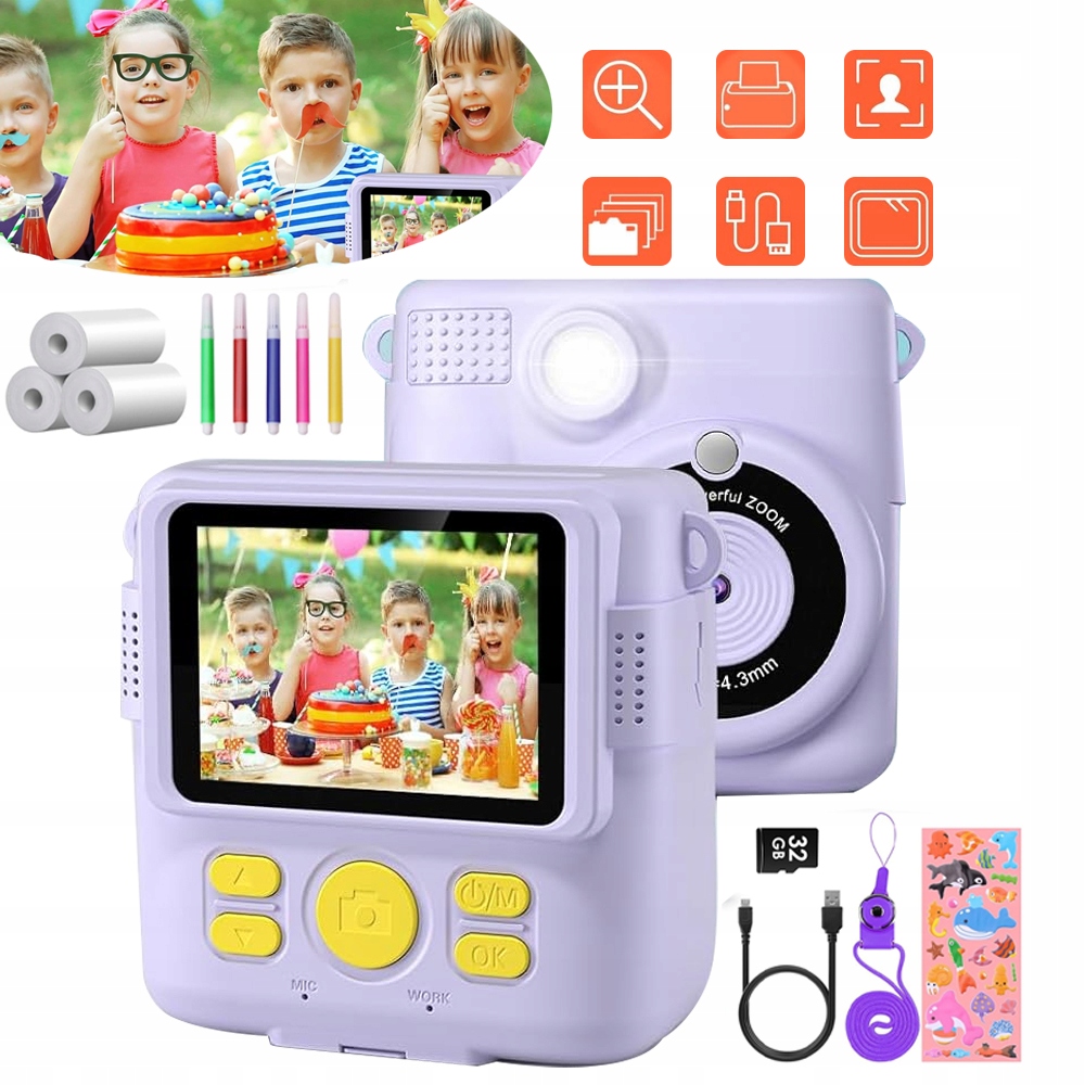 Displej Ips 2,4'' Dětský fotoaparát s 32gb kartou, Dárek k Vánocům