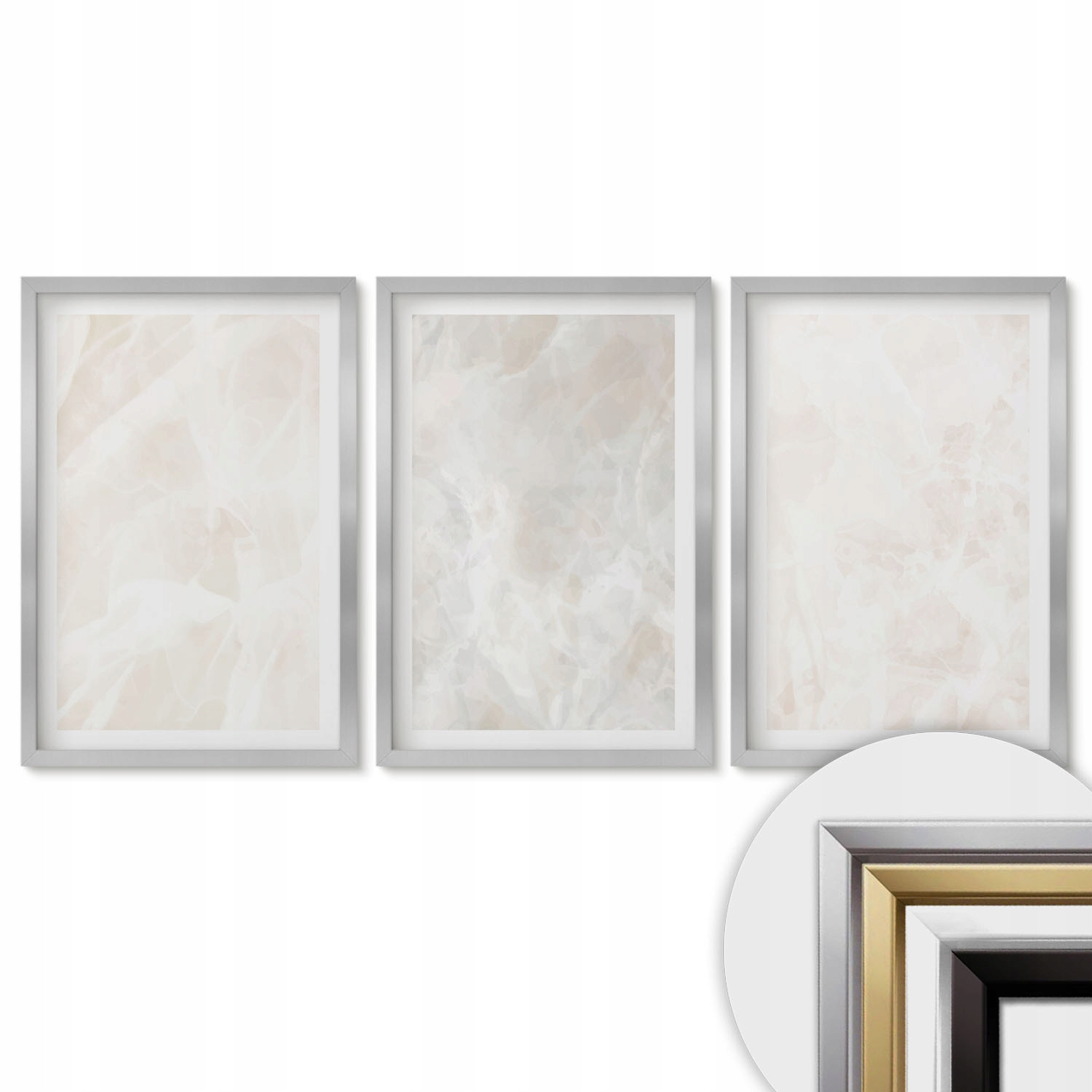 Koláž Sada 3 nástěnných obrazů 40x60 Struktura elegantního mramoru
