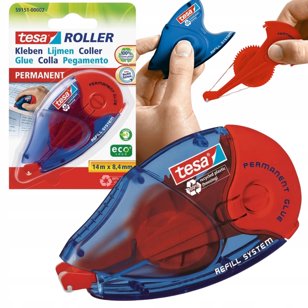 Roller De Correction Tesa Ecologo - Jetable, Pour Droitiers Et Gauchers, Bille 4,2 Mm, Corps 100% Plastique Recyclé