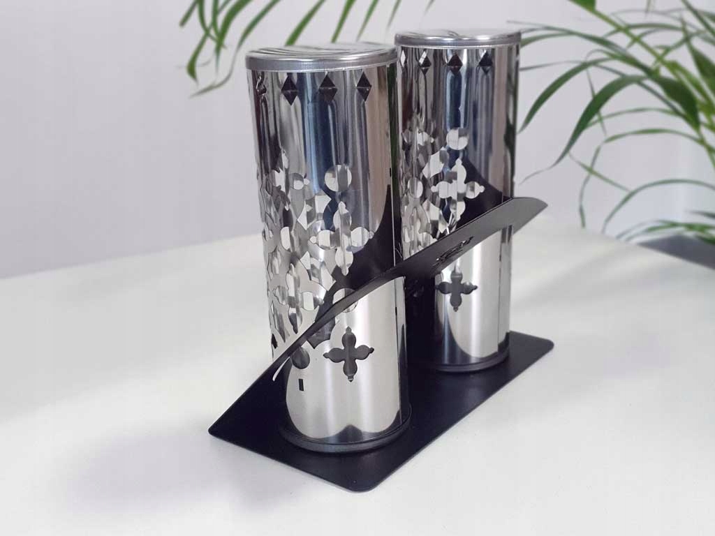 NOWOCZESNY ZNICZ METALOWY ze stali lampion podwójny stalowy DUET na grób Czas palenia do 1h