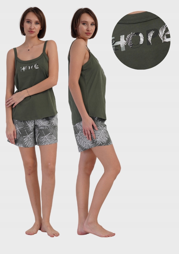 Piżama Damska szorty na ramiączka Vienetta bawełna 1XL luźna komfortowa