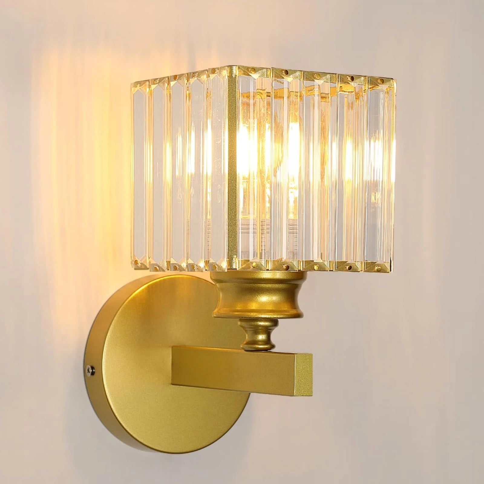 Kinkiet Ścienny Wewnetrzny Nowoczesna Loft Krysztal Złoty E27