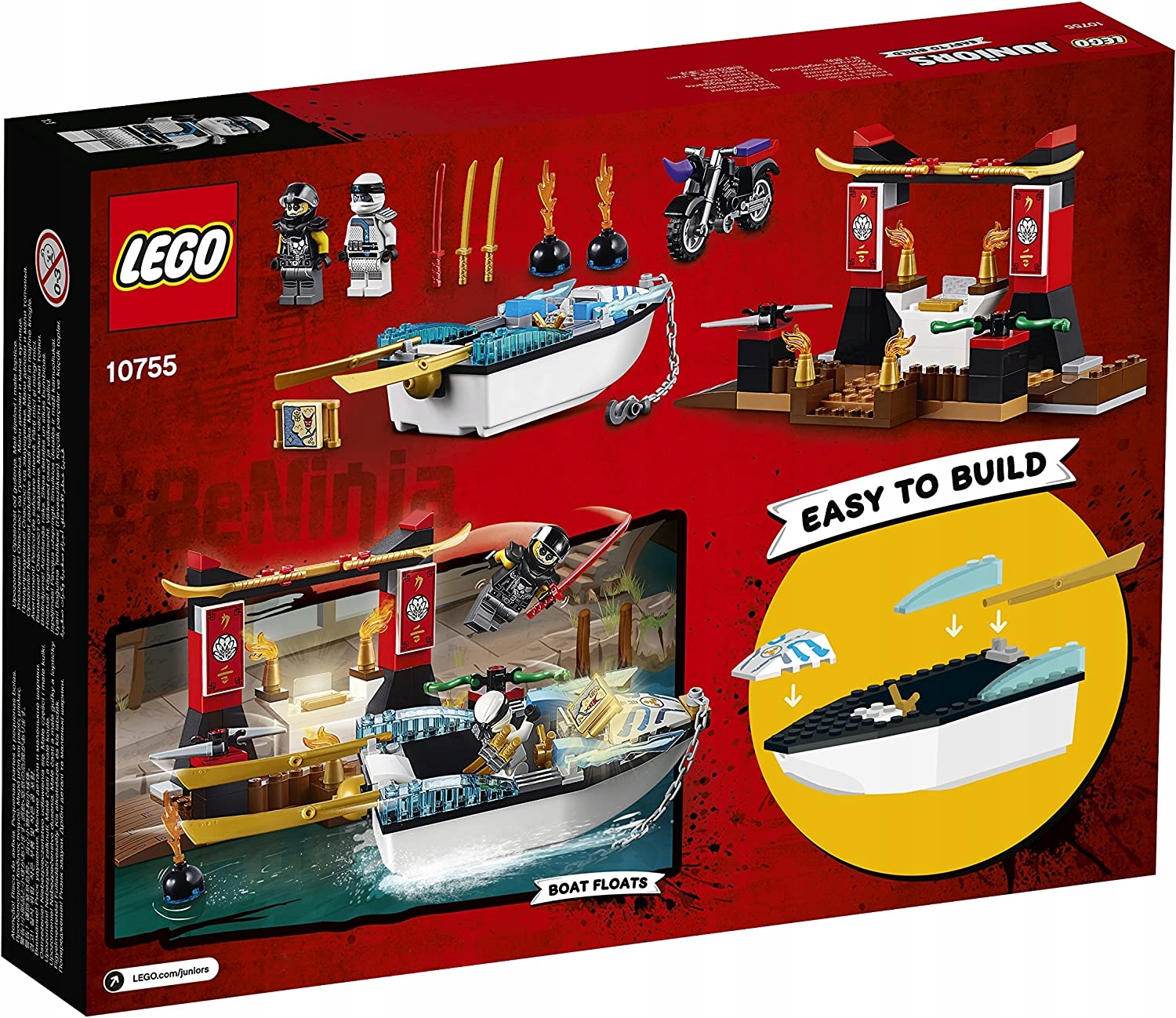 LEGO NINJAGO 10755 Wodny Pościg Zane Łódka Motor Marka LEGO