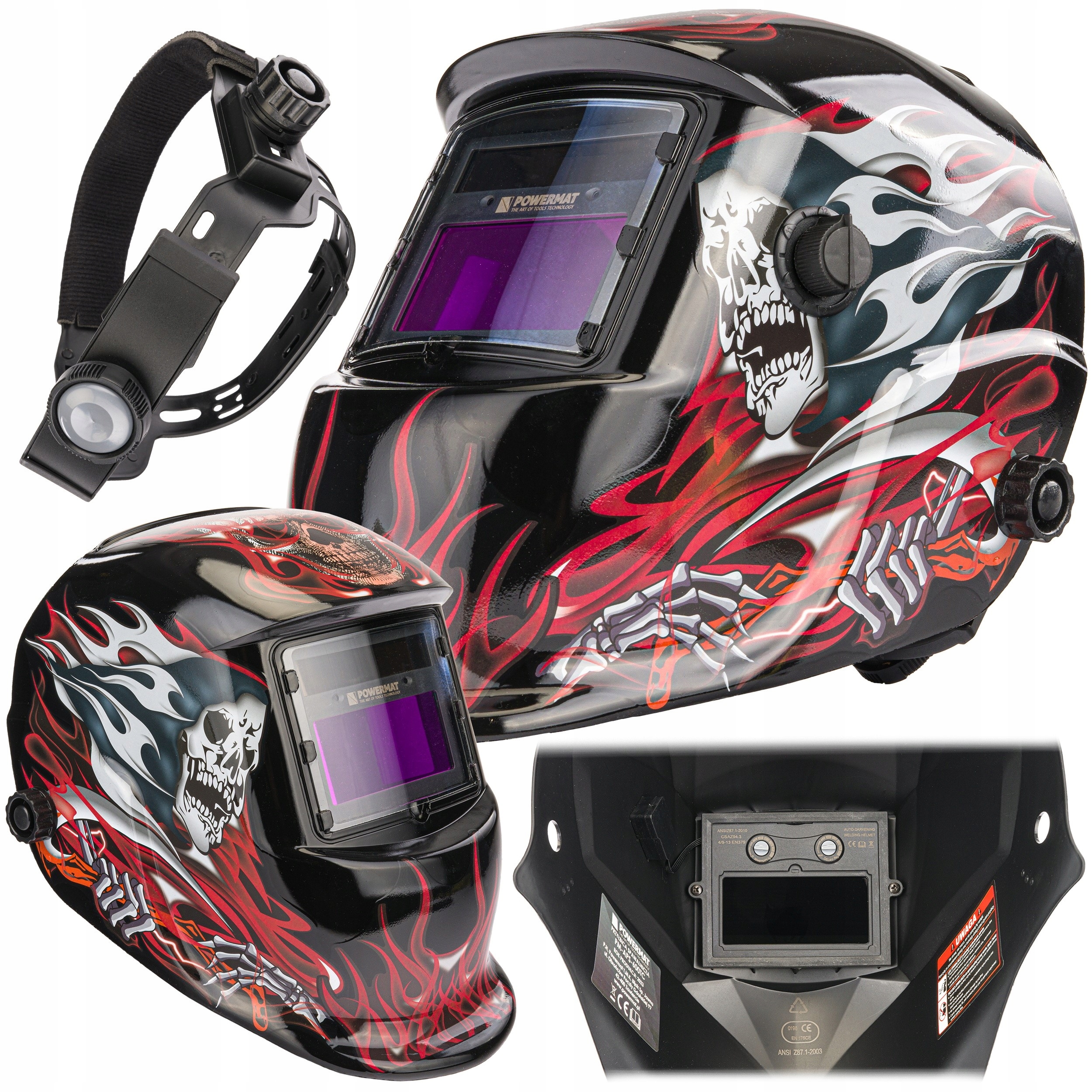 Przyłbica spawalnicza Powermat automatyczna zielona klasa optyczna 1/1/1/2