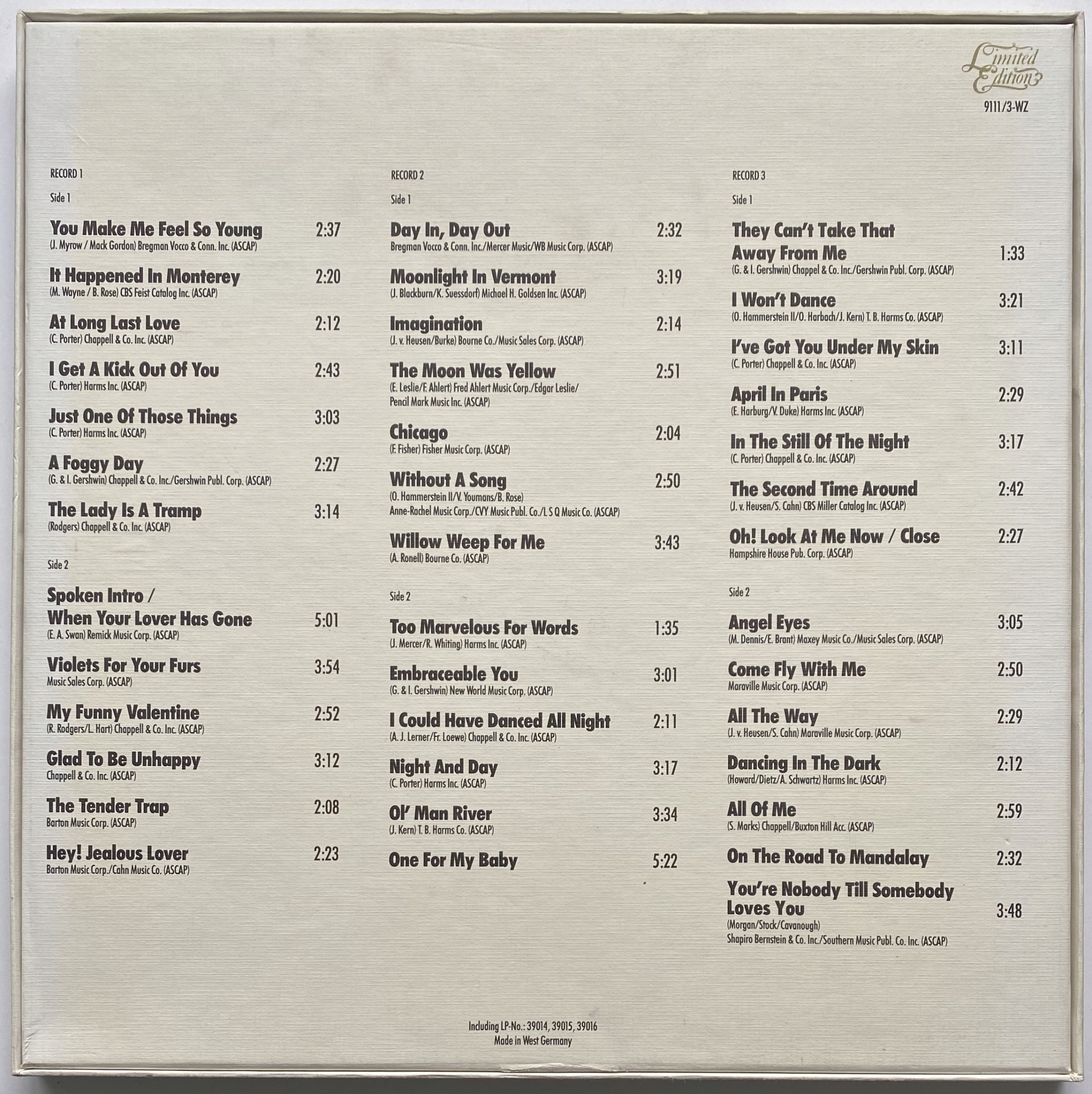 FRANK SINATRA Legendary Concerts 3LP LIMITED ideał Gatunek jazz, swing