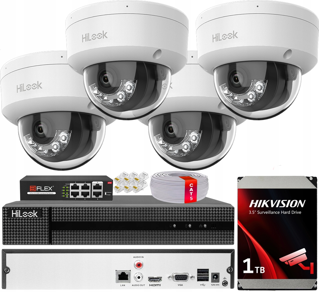 Sada monitorování Ip 4 kamery 8Mpx HiLook od společnosti Hikvision Monitoring Store