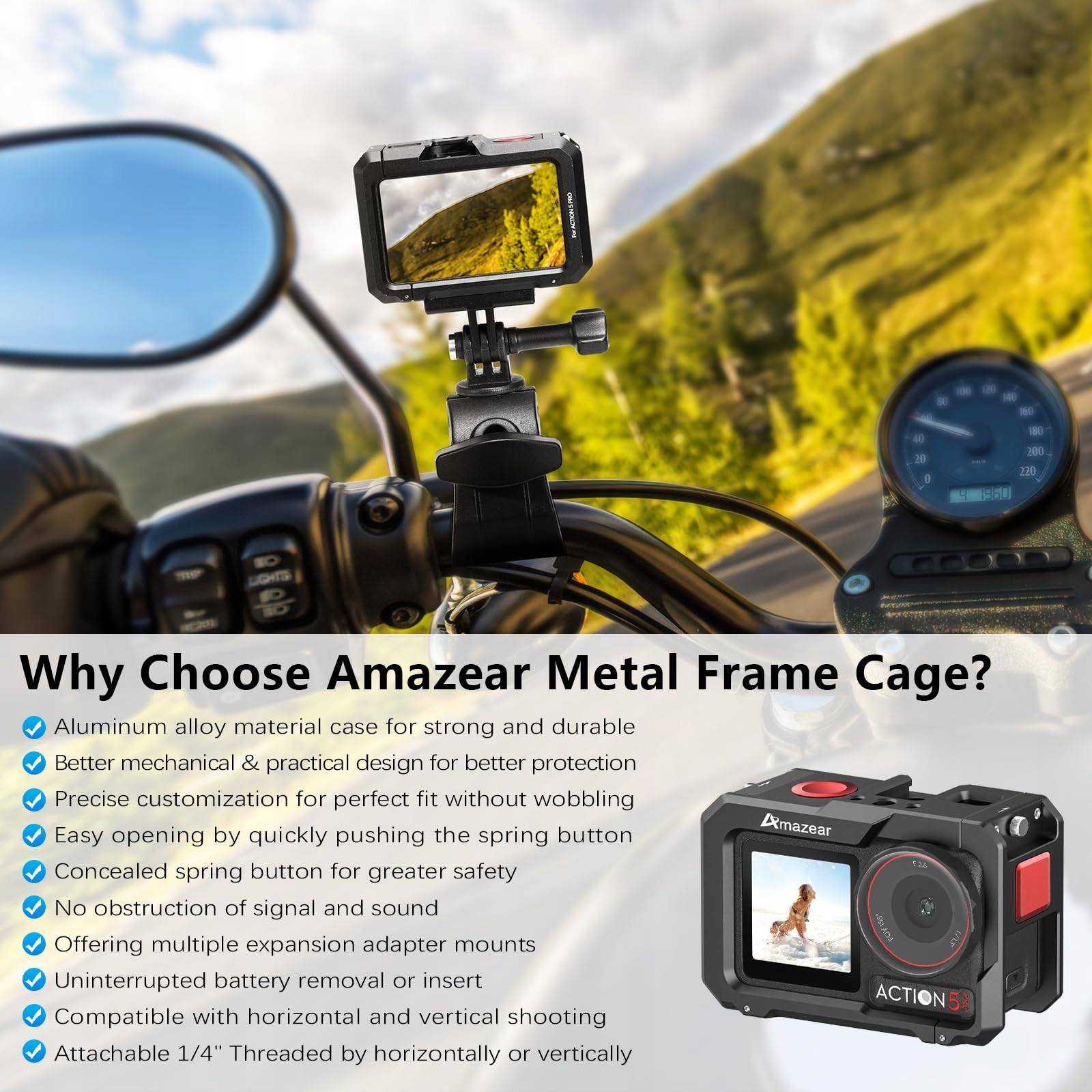 AMAZEAR Aluminiowa Obudowa Do DJI Osmo Action 3 4 5 Pro Akcesoria — miniatura 6