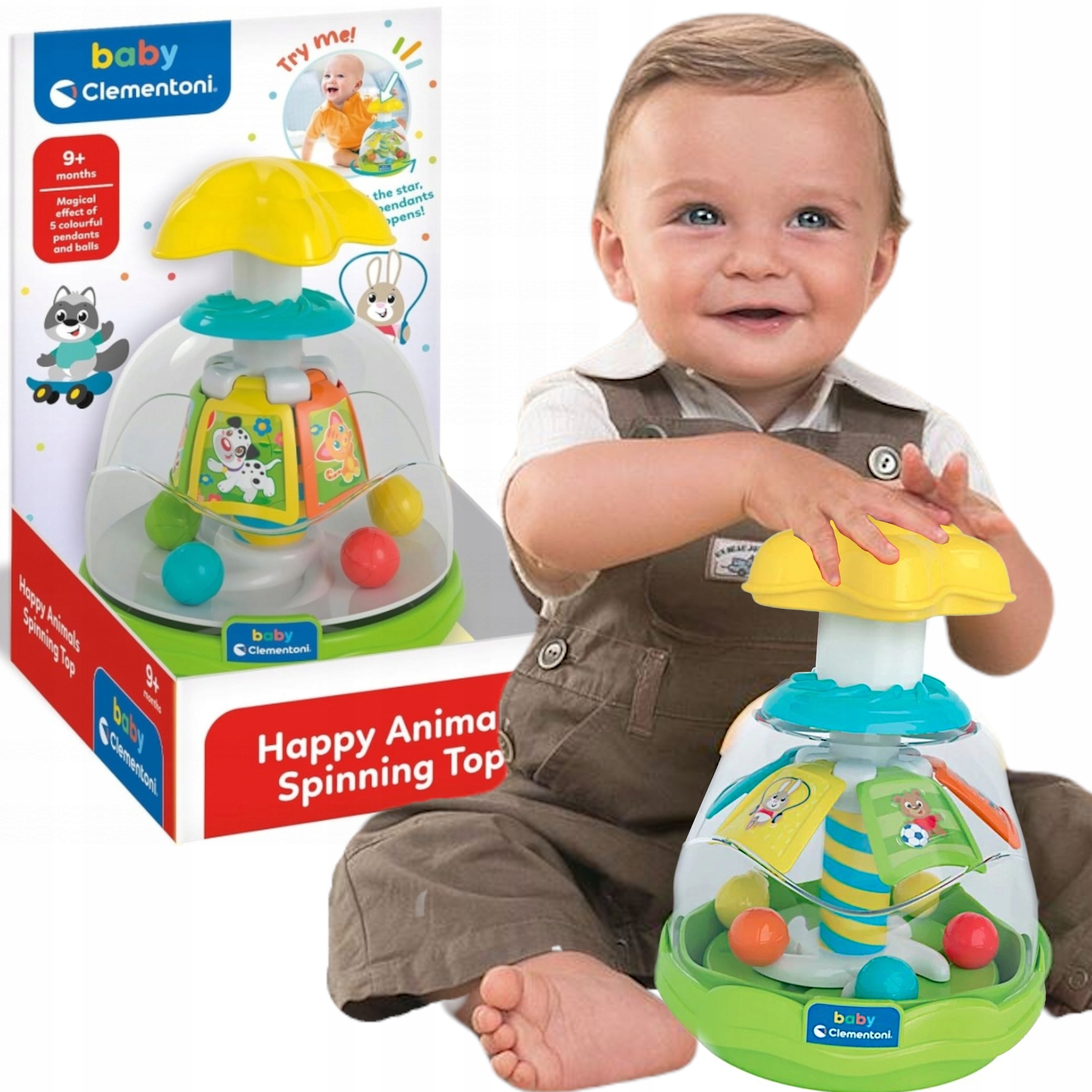 KOLOROWY BĄCZEK Z KULECZKAMI ZWIERZĘTA ZWIERZĄTKA DZIECI KARUZELA CLEMENTON