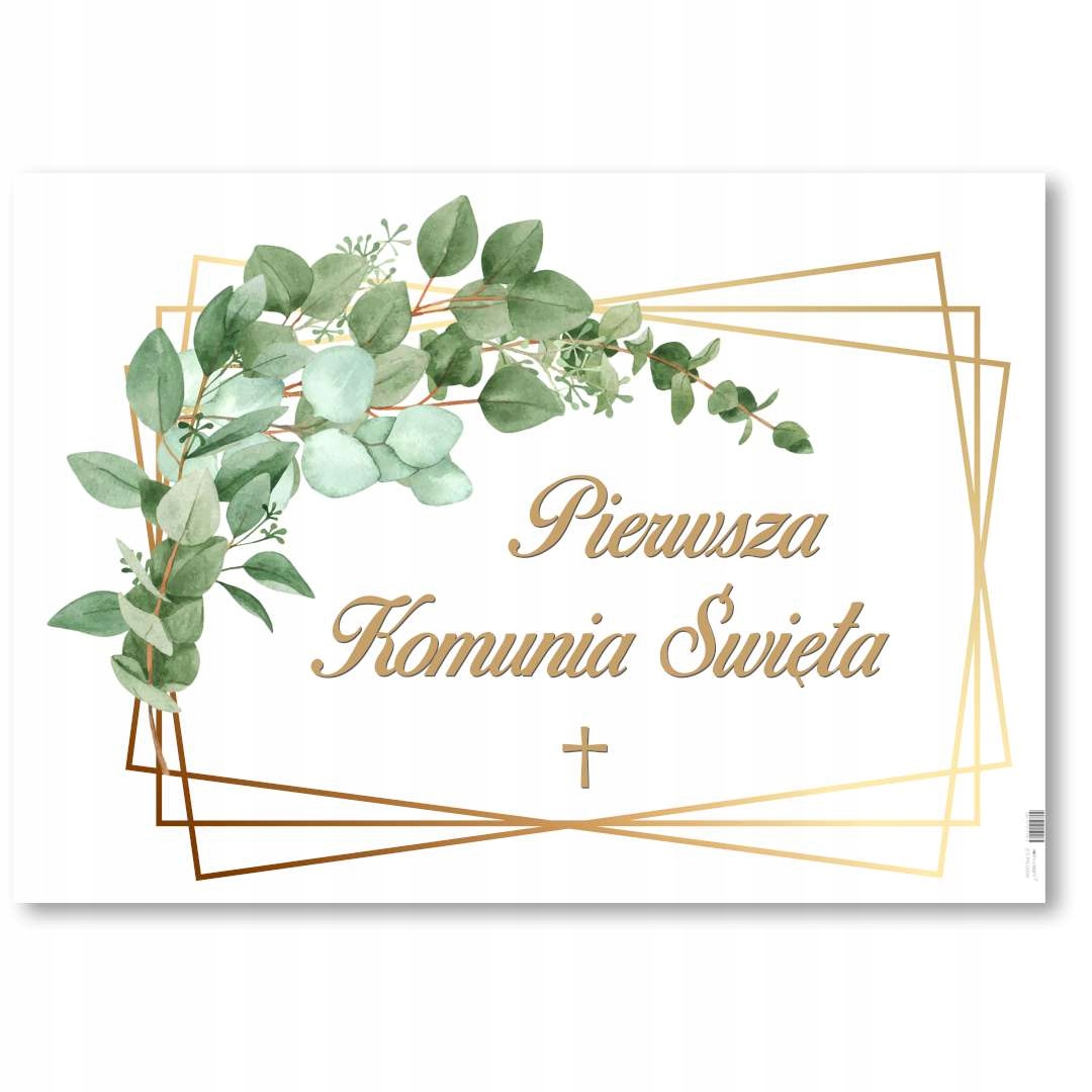 

Plakat Pierwsza Komunia Święta Ihs złota ramka