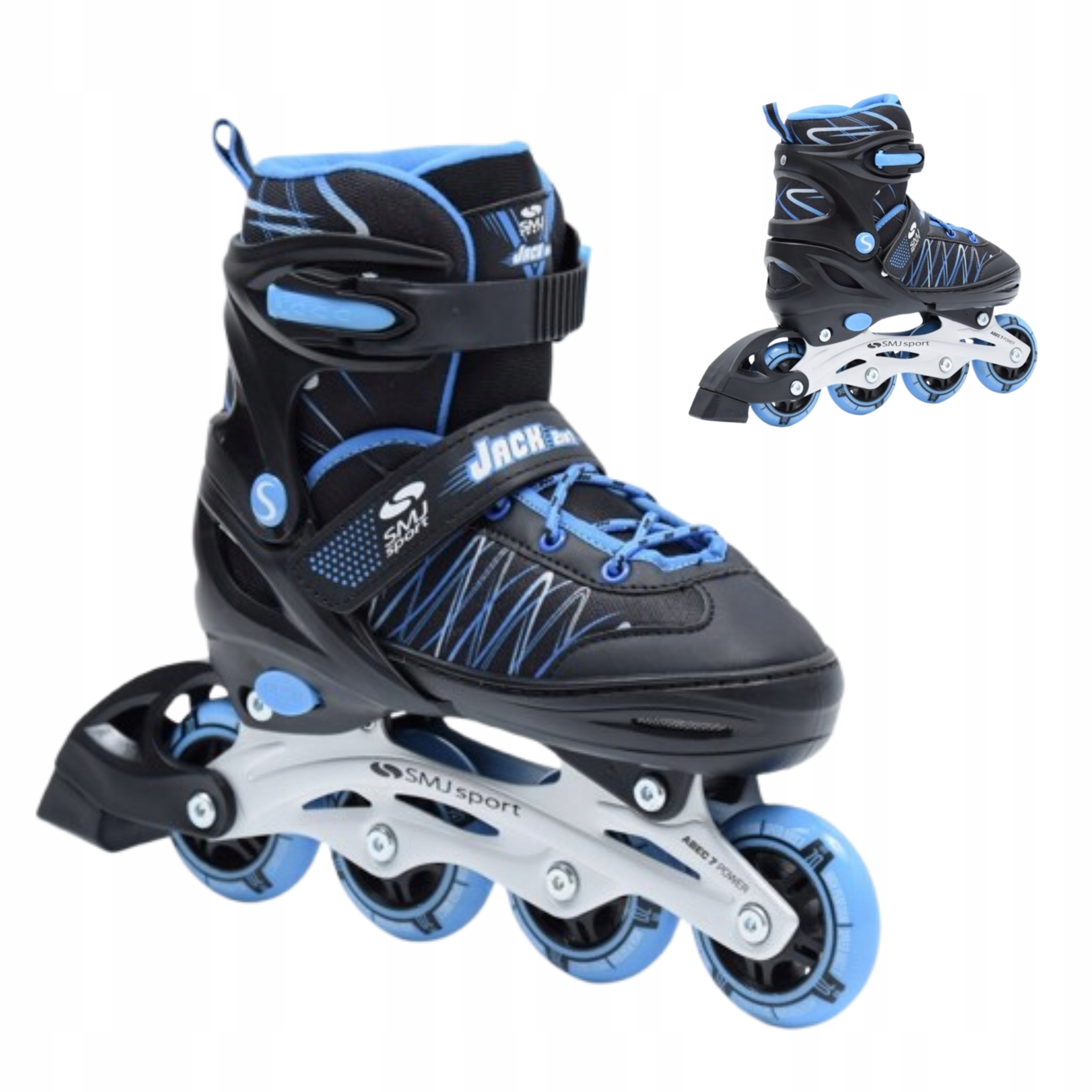 Kolečkové brusle brusle 2v1 2v1 nastavitelné modré ocel hokej 34-37 Smj sport