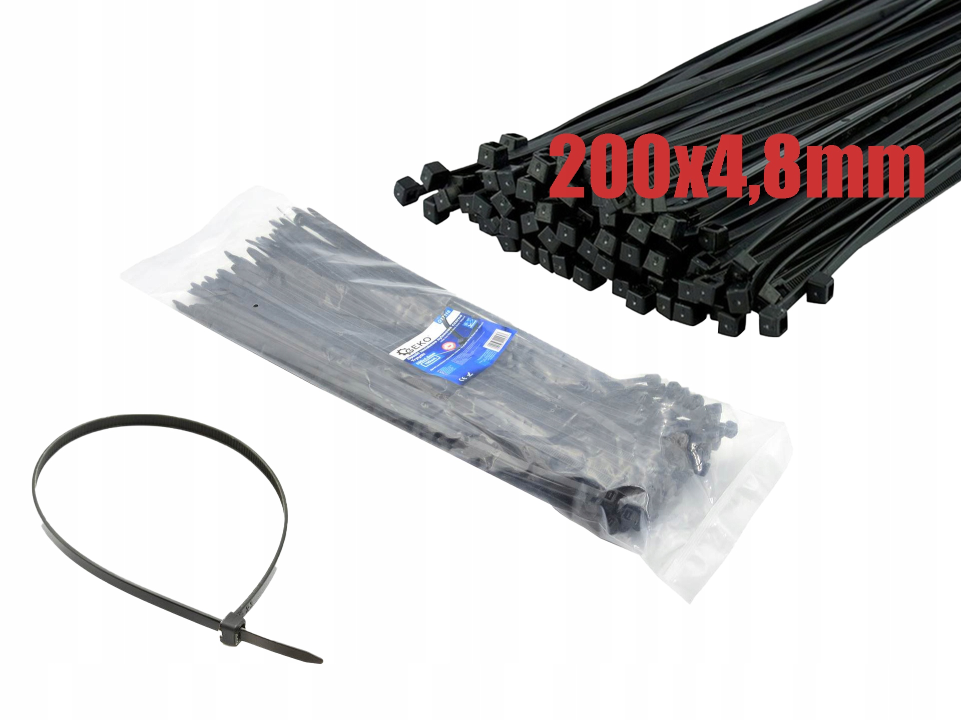 

Opaski Zaciskowe Trytytki 200x4,8mm 100szt. Czarne