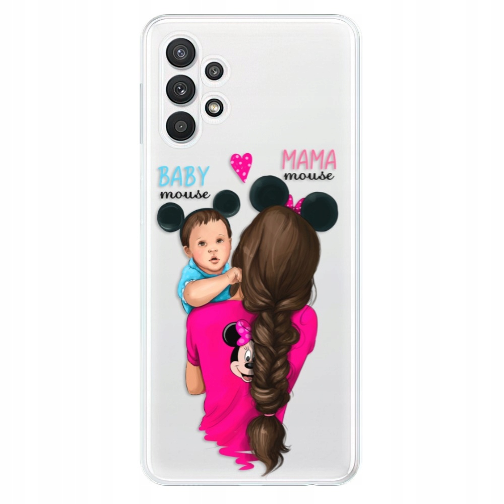 Silikonowe etui Mama Mouse Brunette and Boy do Samsung Galaxy A32 Lte