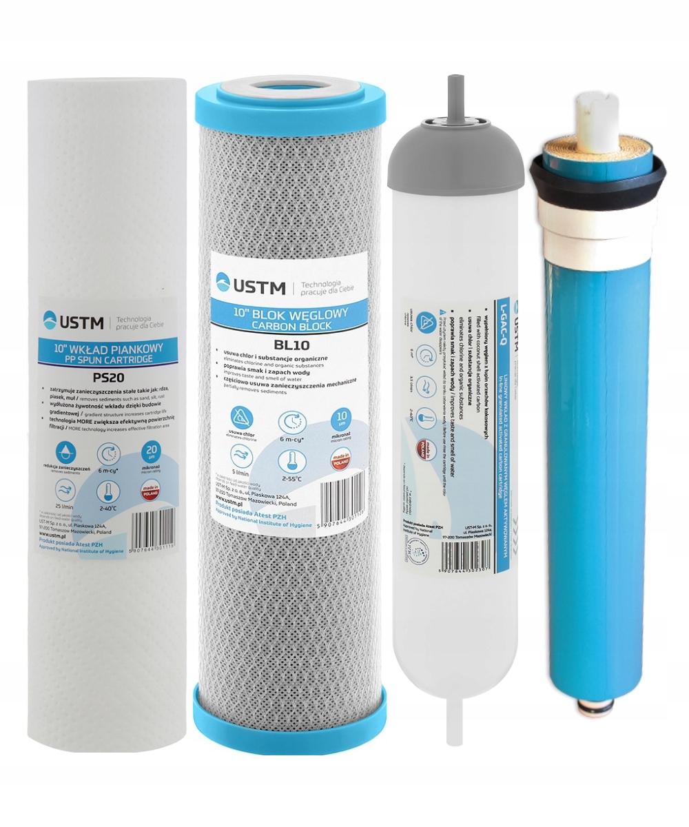 Filtr do wody Odwrócona OSMOZA RO4 wkłady zestaw Marka UST-M