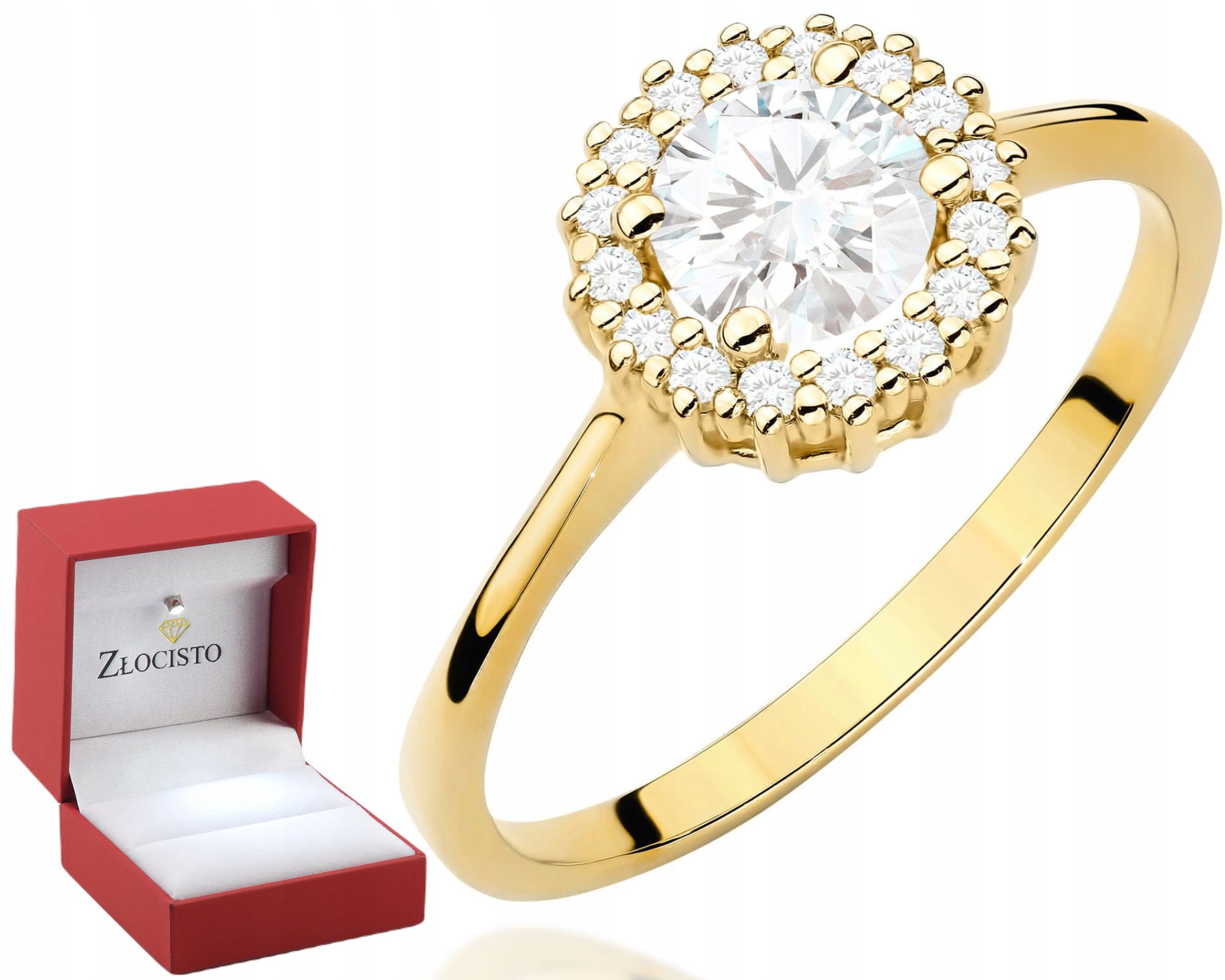 Zlatý Prstýnek S Bílým Safírem A Diamanty, Elegantní A Moderní, Velikost 585