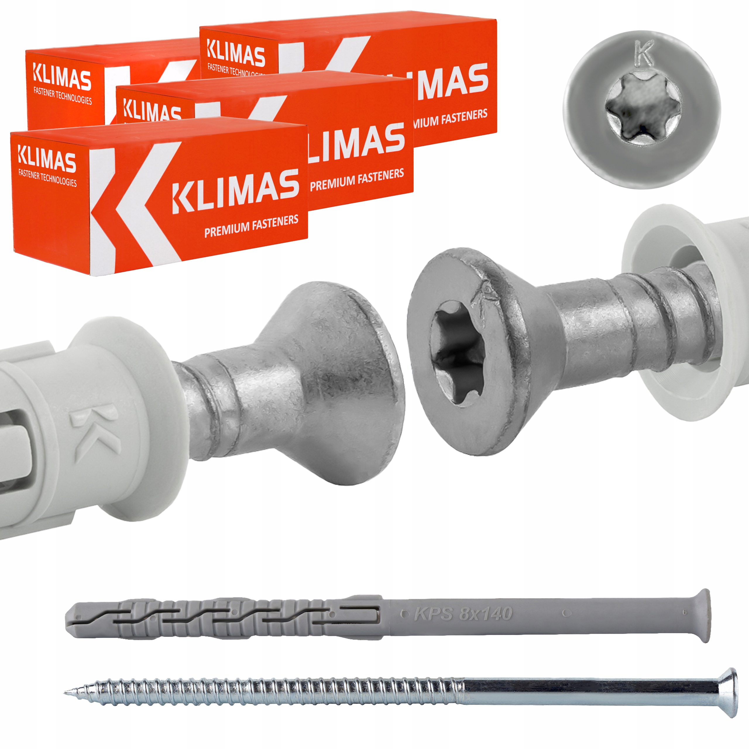 Rámové rozperné kolíky 8x140 mm 200 ks kužeľová hlava Torx Klimas Kps-fast