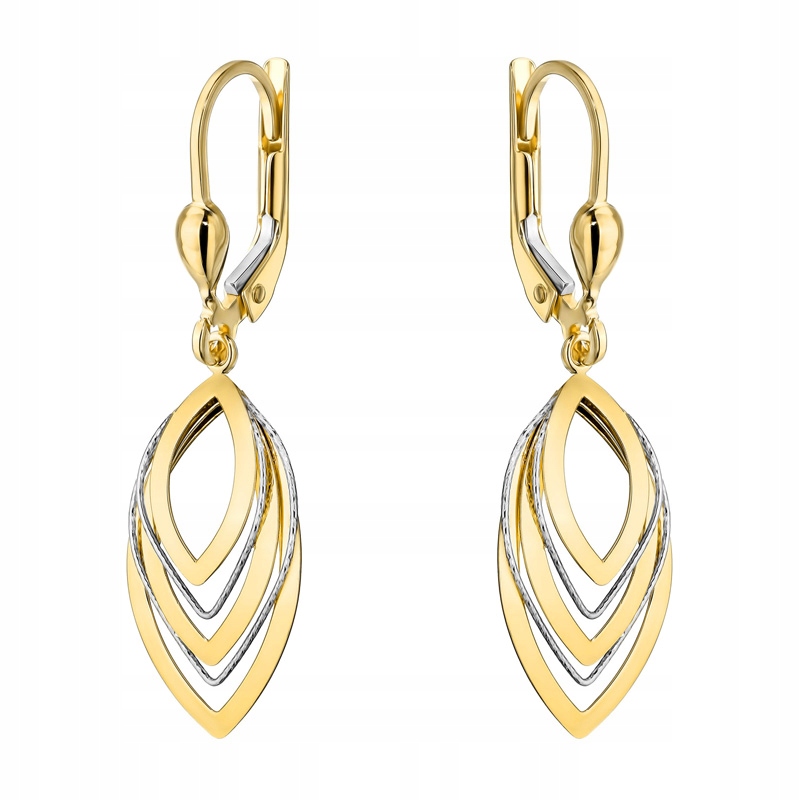 Zlaté Náušnice Dámské anglické pr. 585 Dvoubarevné listy 14k