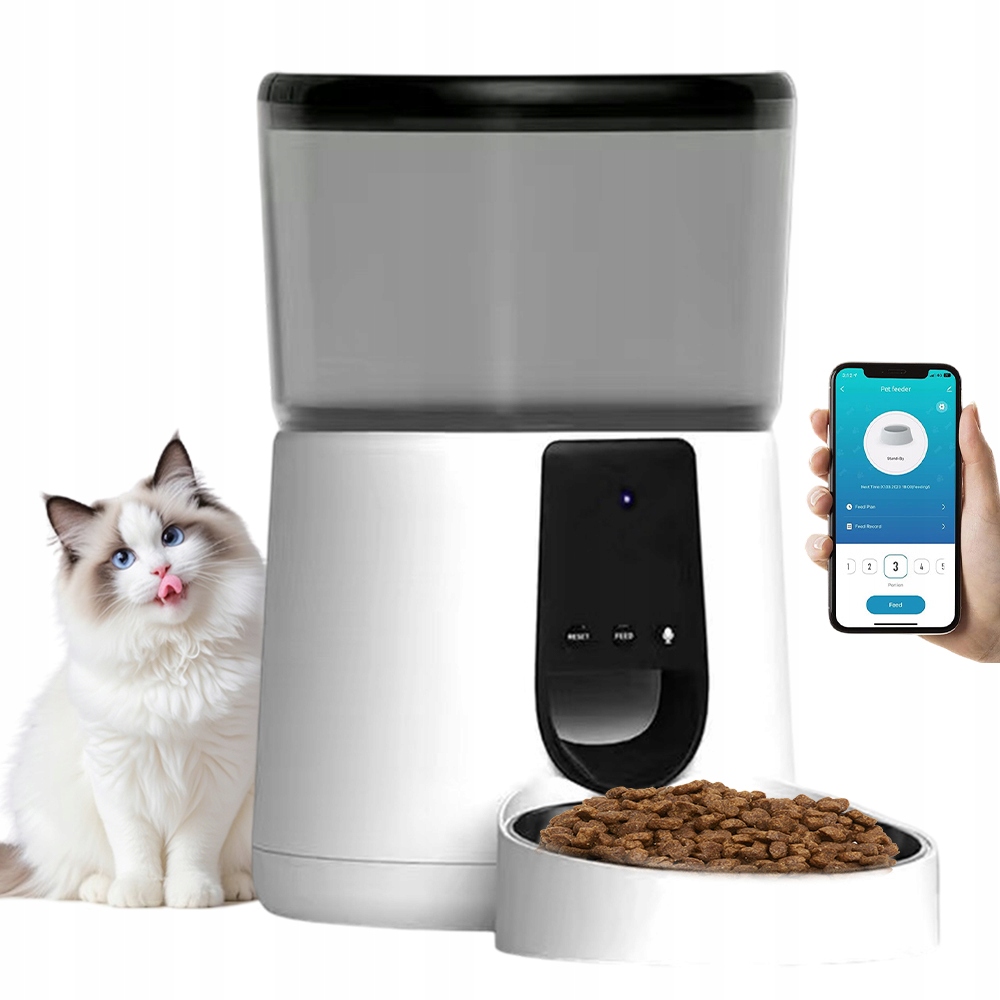 Levně Automatický Dávkovač Miska krmiva 2.4G Wifi Pro Psa Kočku 4L Podavač