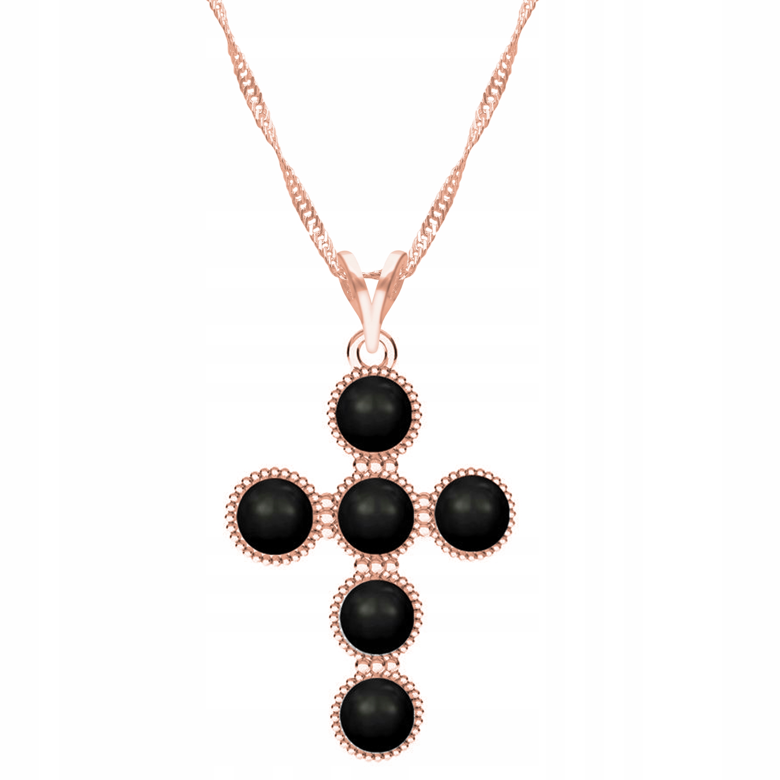 Řetízek zlatý náhrdelník 925 Kříž Černá Perla