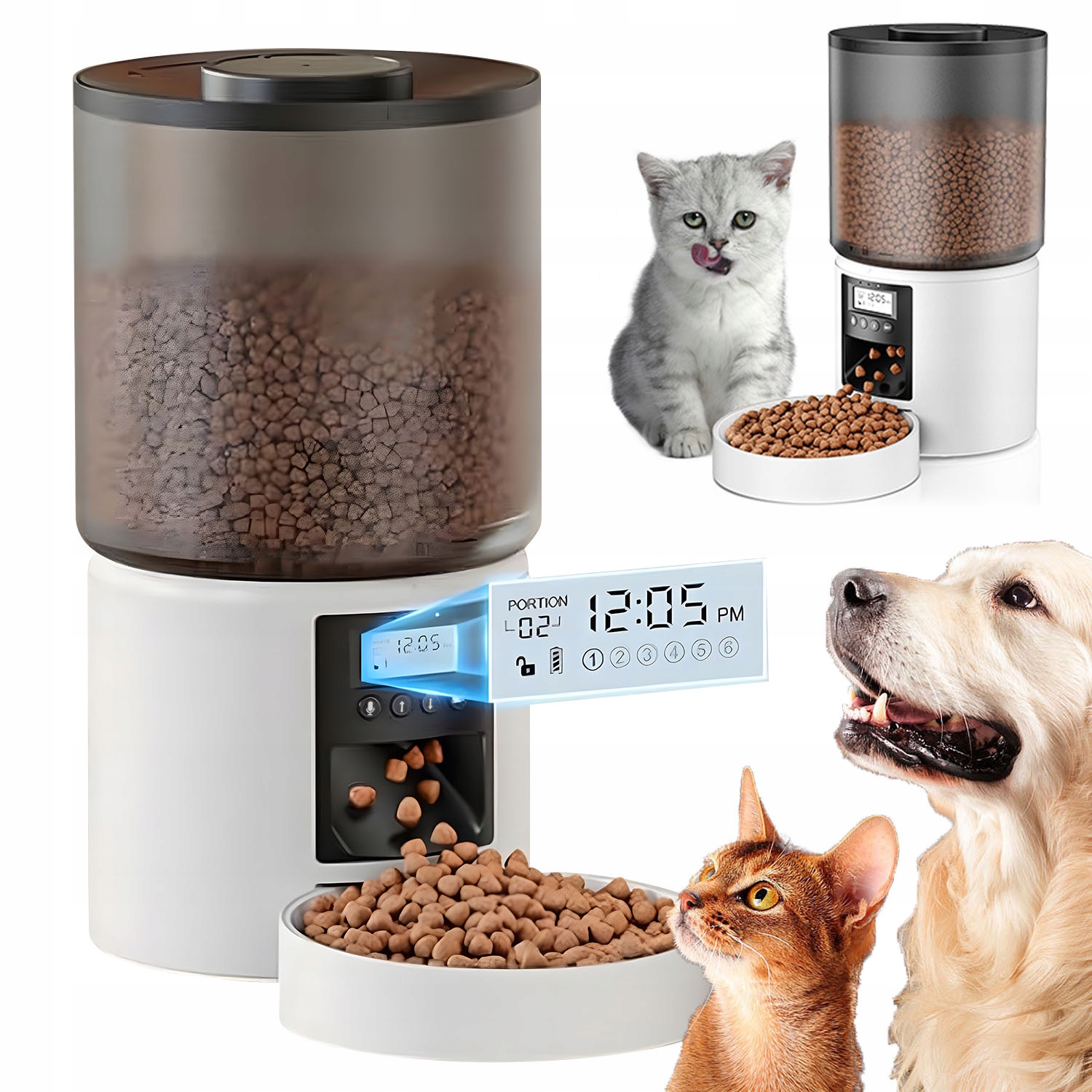 4 L Automatický Podavač Krmiva, Funkce Nahrávání 10 S Pro Kočky A Psy