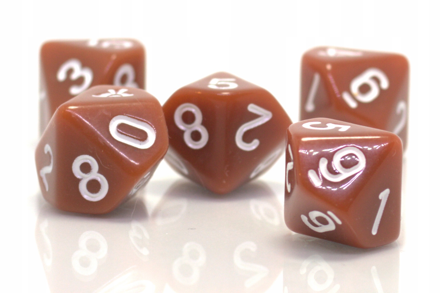 ZESTAW 5 KOSTEK K10 RPG BRĄZOWA KOŚĆ 0-9 Producent RGFK
