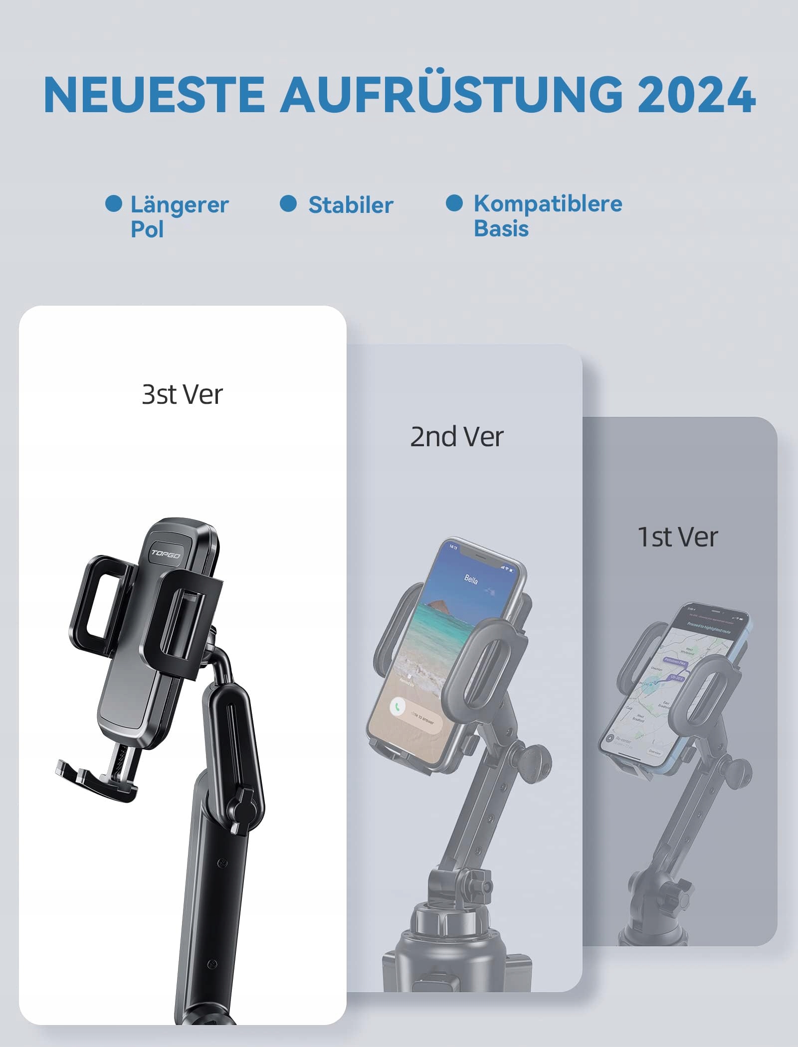 TOPGO Regulowany Uchwyt Samochodowy do iPhone 16 Pro Max — miniatura 3