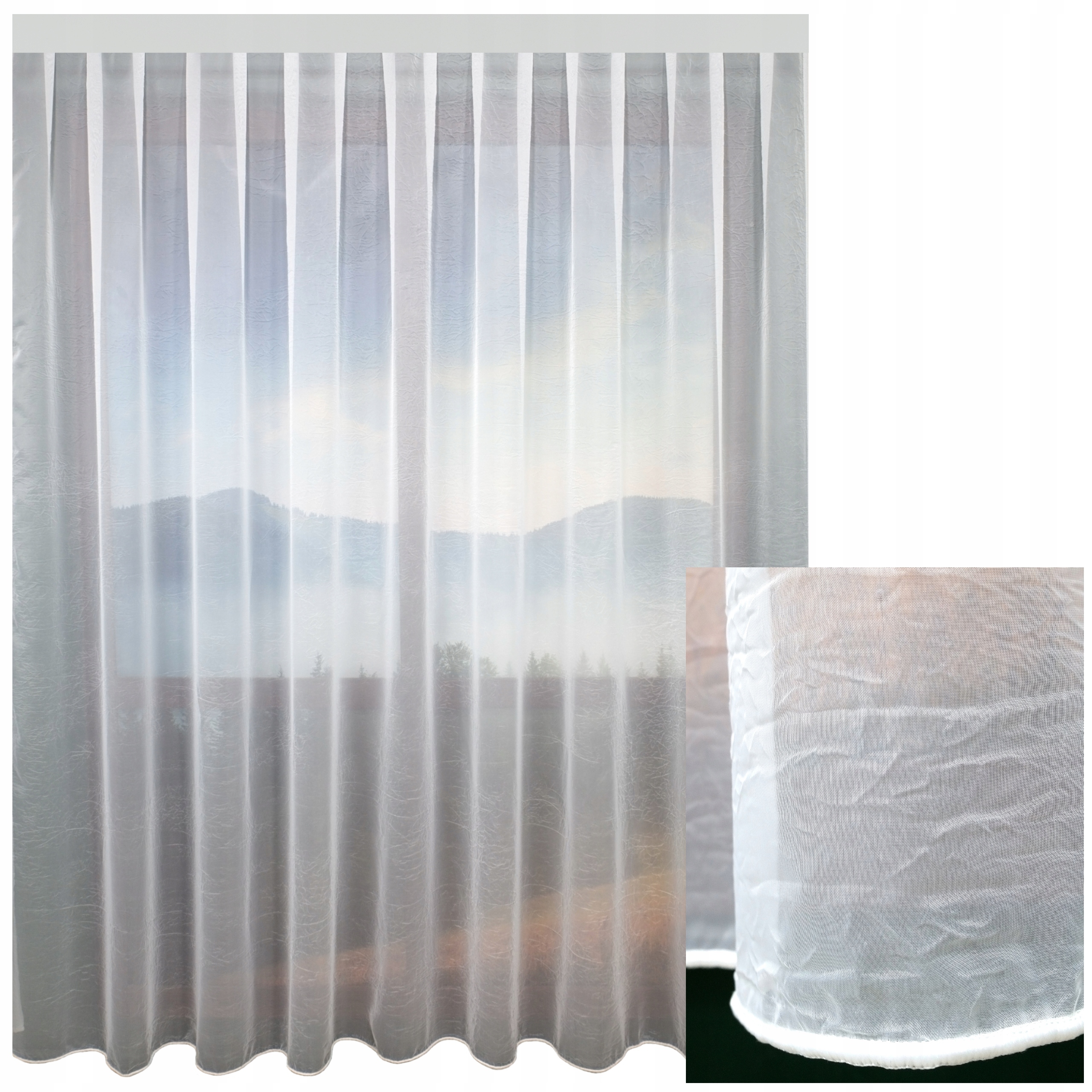 Hotová Záclona Bílá Voál Kresz S Olovnicí Na Pásku Nav-hess 1000x245