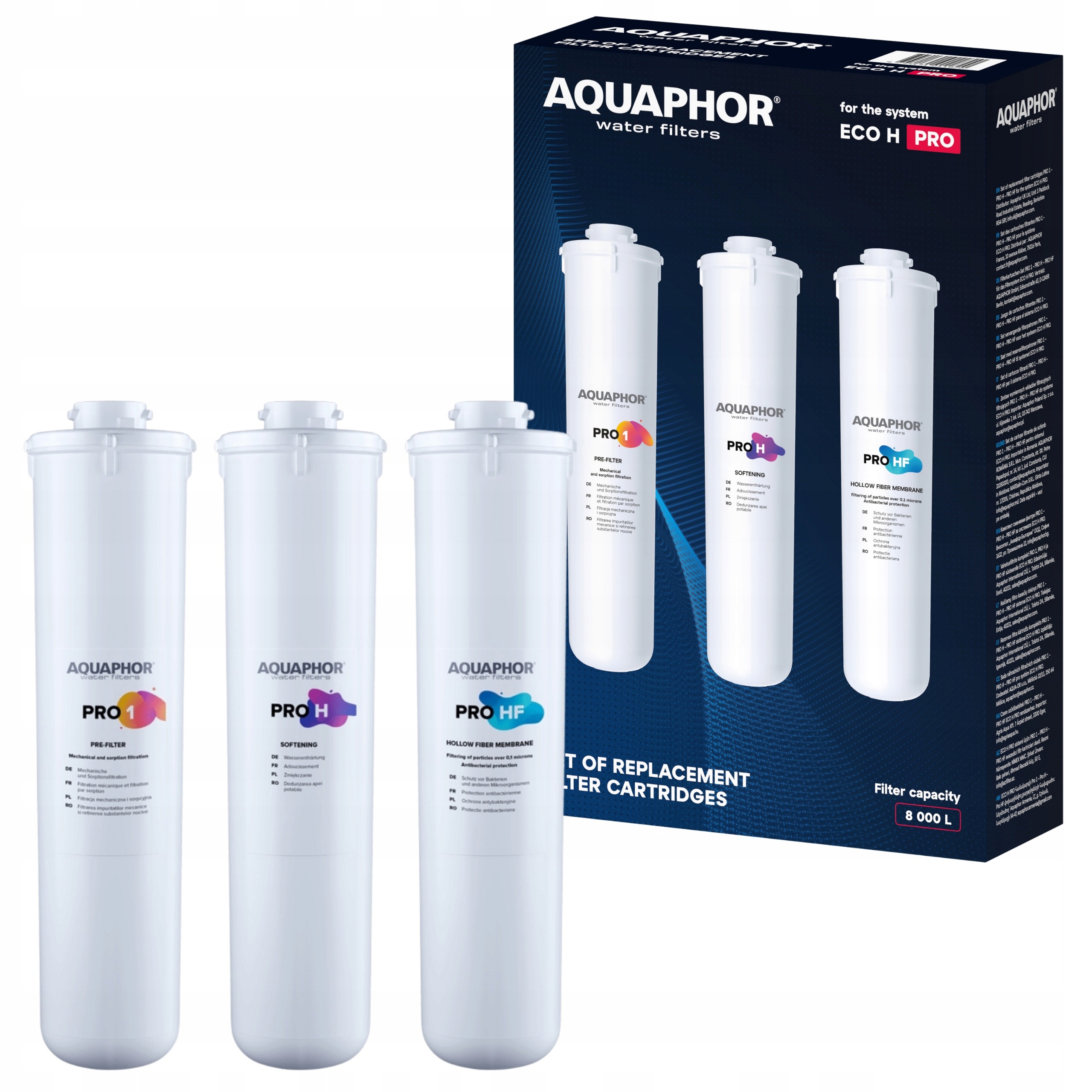 Sada tří náplní (Pro 1, Pro H, Pro Hf) pro filtr Eco H Pro Aquaphor