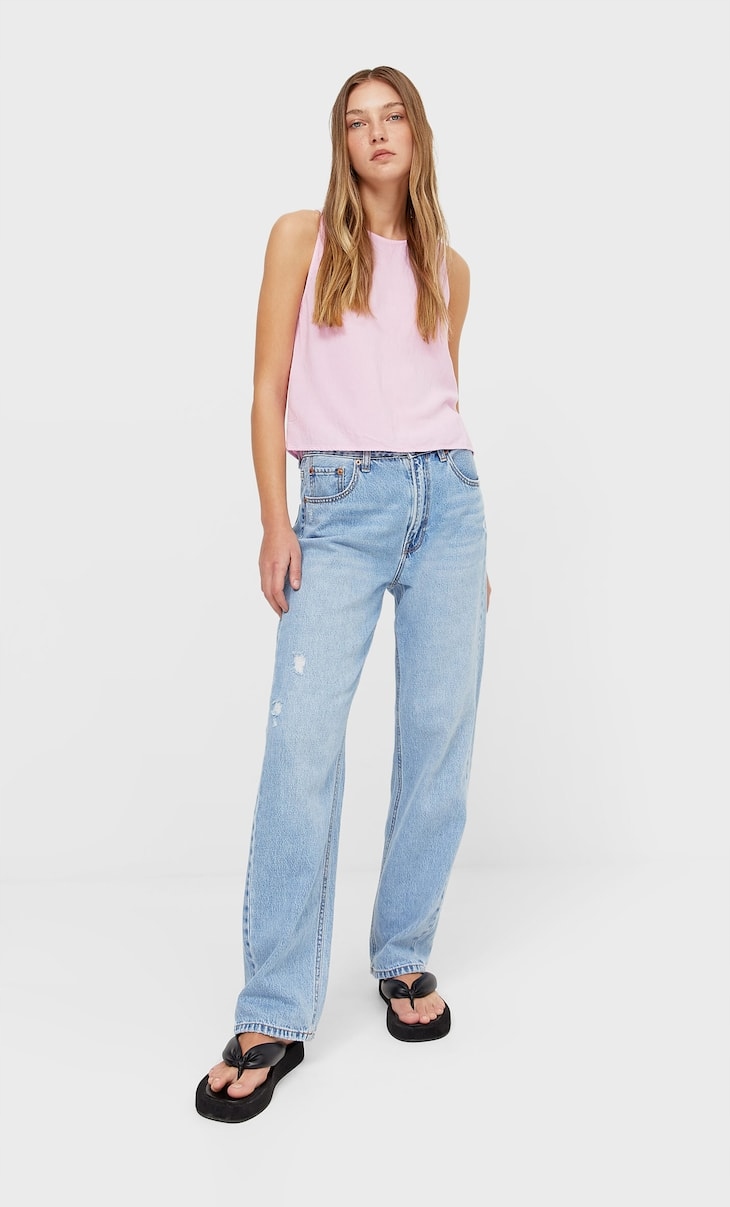 

Stradivarius_lniana Bluzka Na Ramiączkach 2028194