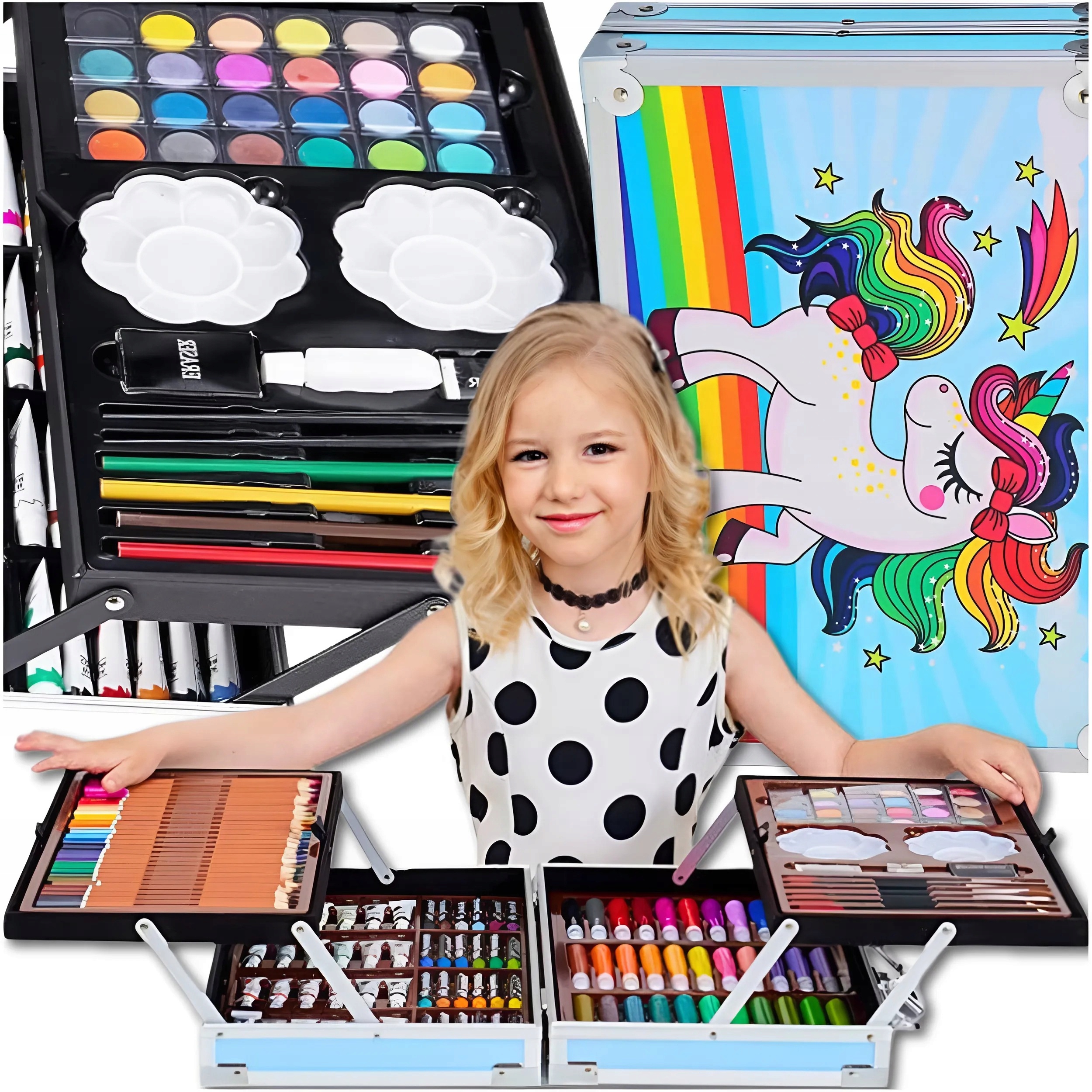 ZESTAW DO MALOWANIA DLA DZIECI Dziewczynek Artystyczny Plastyczny WALIZKA